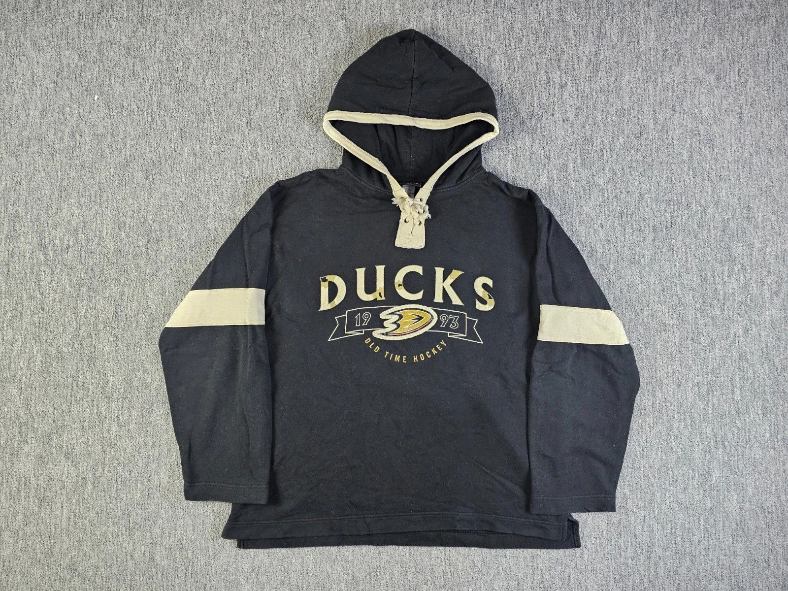 NHL Mighty Ducks Old Time Hockey Lace Up Hoodie Black NHL Men L Size US L / EU 52-54 / 3 - 4 Thumbnail