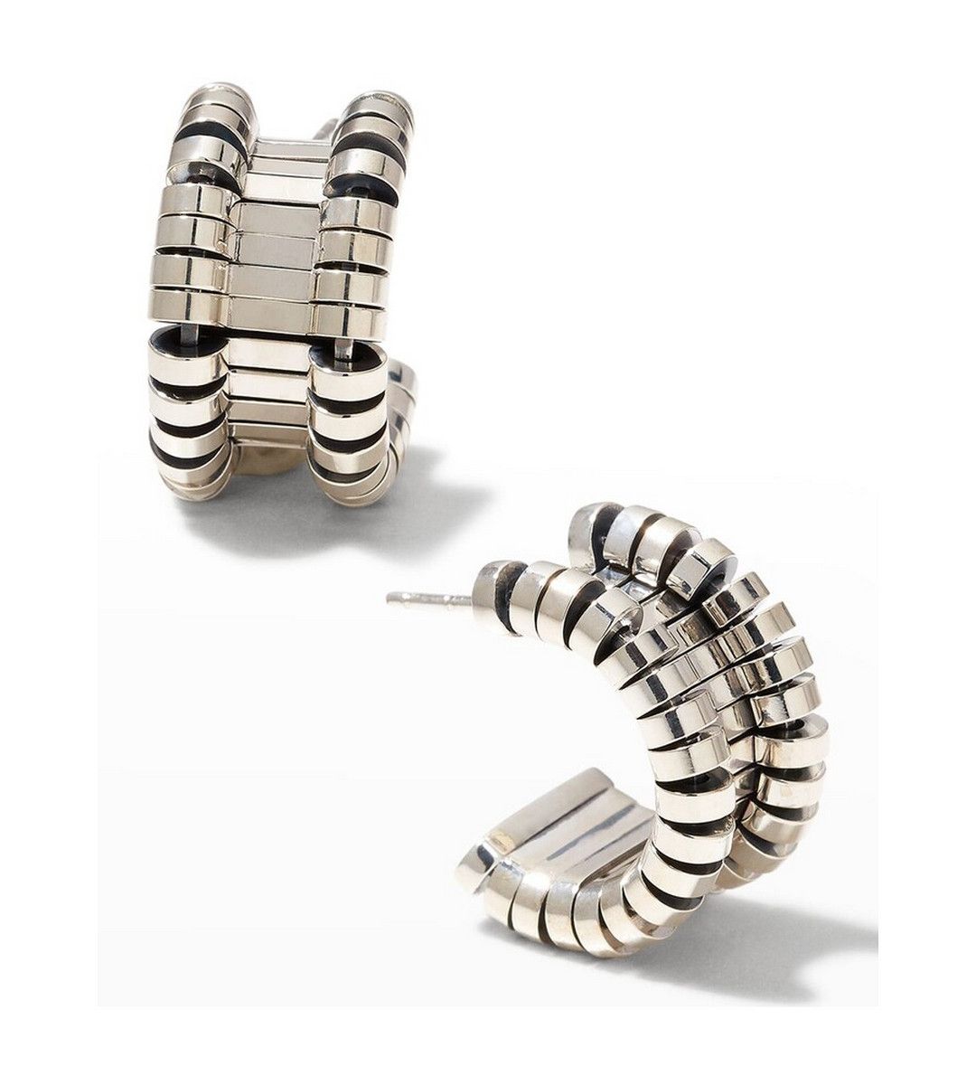Bottega Veneta BOTTEGA VENETA Staple mini Sterling silver hoop earrings q Size ONE SIZE - 1 Thumbnail