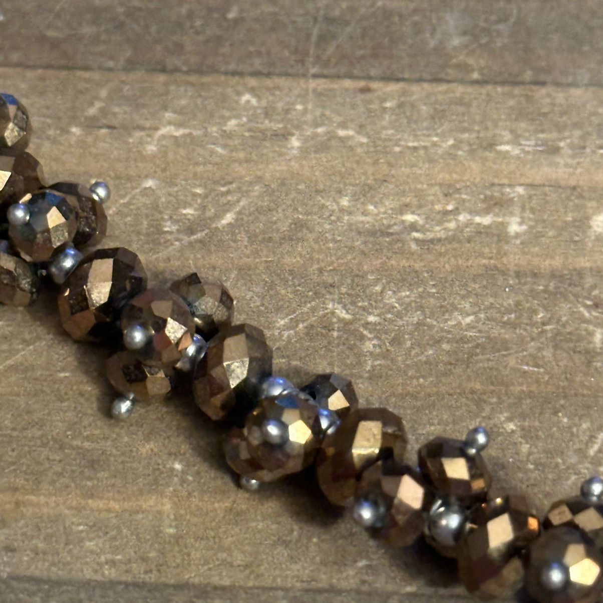 Vintage Vintage metallic gold faceted glass bead necklace Size ONE SIZE - 4 Thumbnail