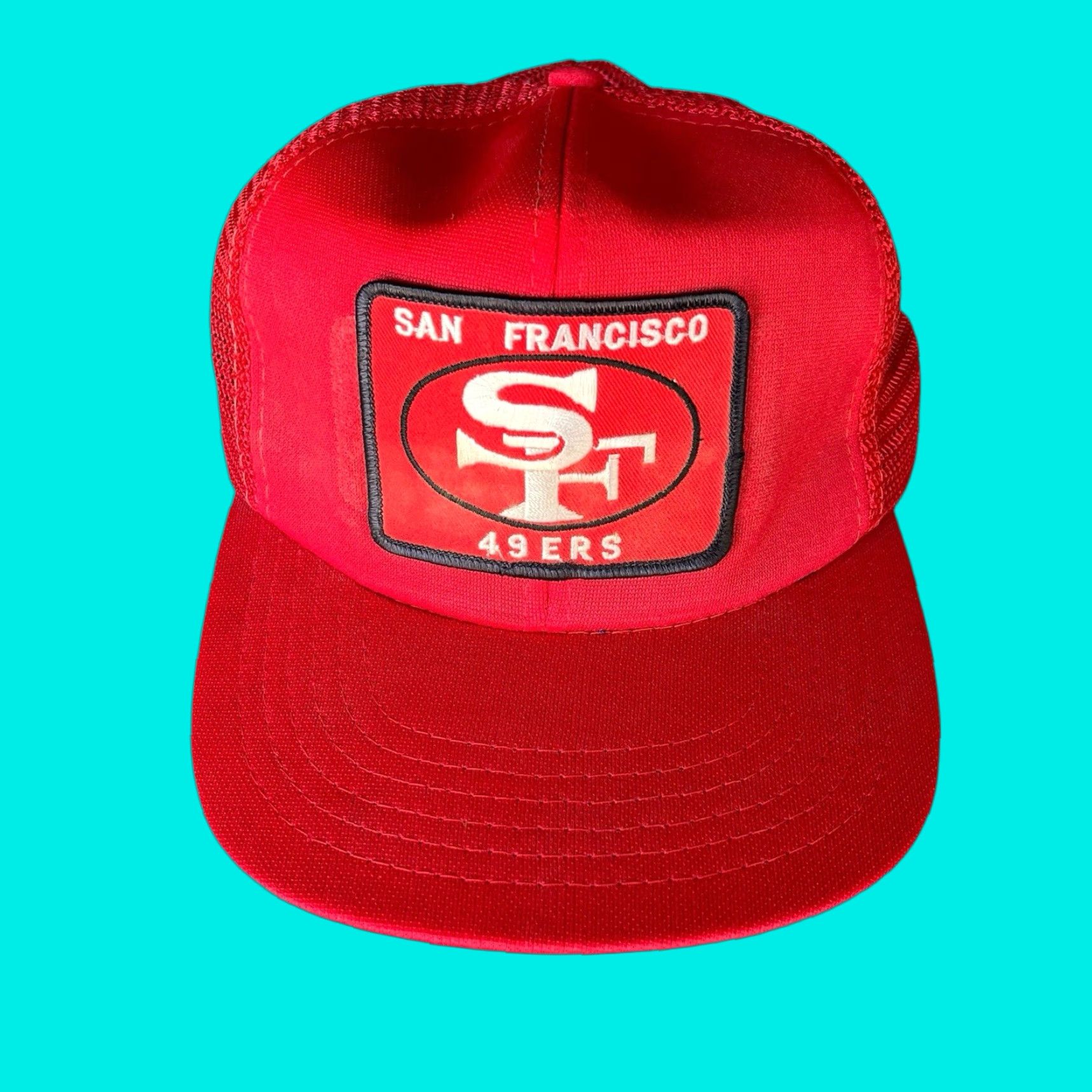 VINTAGE San Francisco 49ers Trucker Hat Men One Size Red NFL 80s