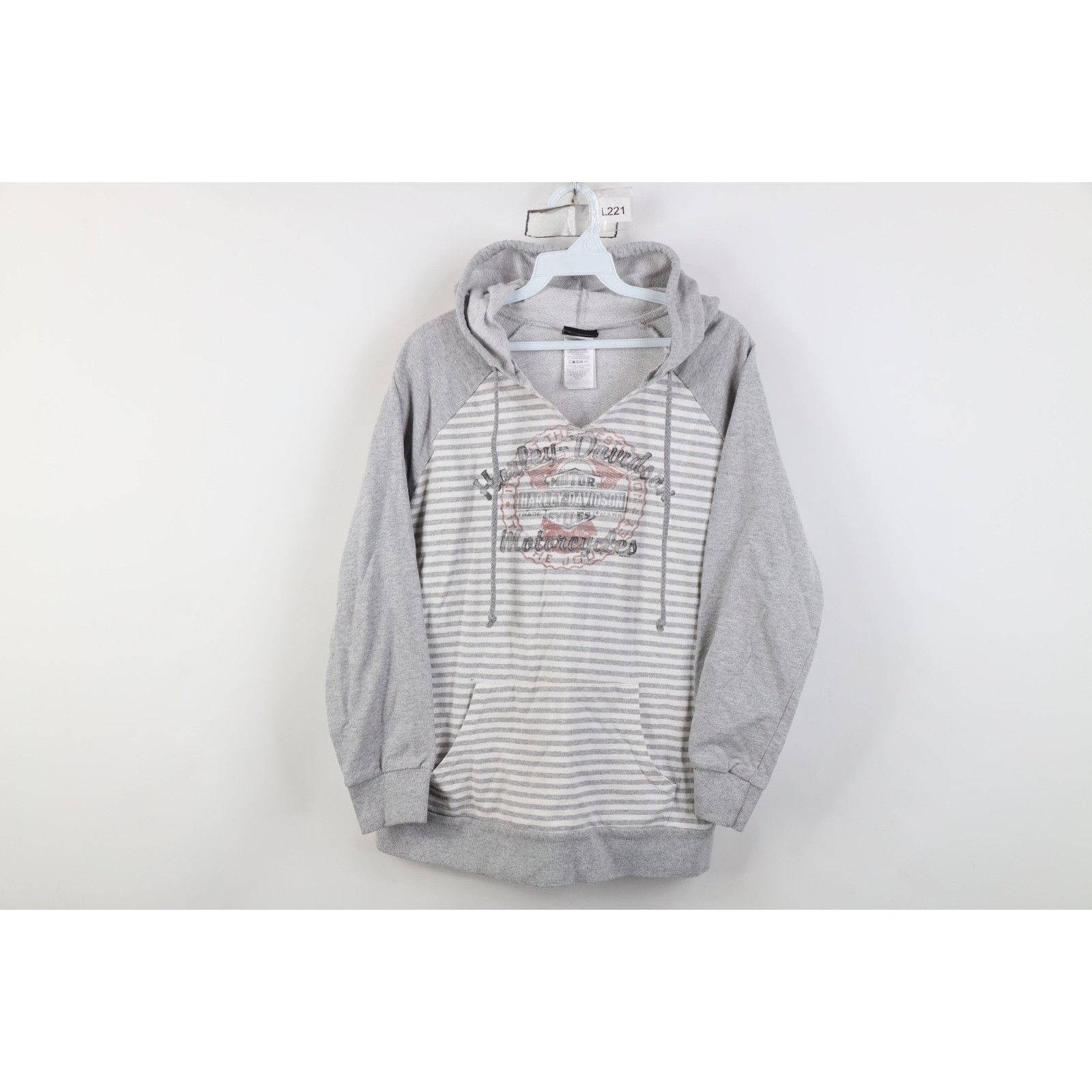 Harley Davidson Vintage Y2K Harley Davidson Striped French Terry Hoodie Size XL / US 12-14 / IT 48-50 - 1 Thumbnail