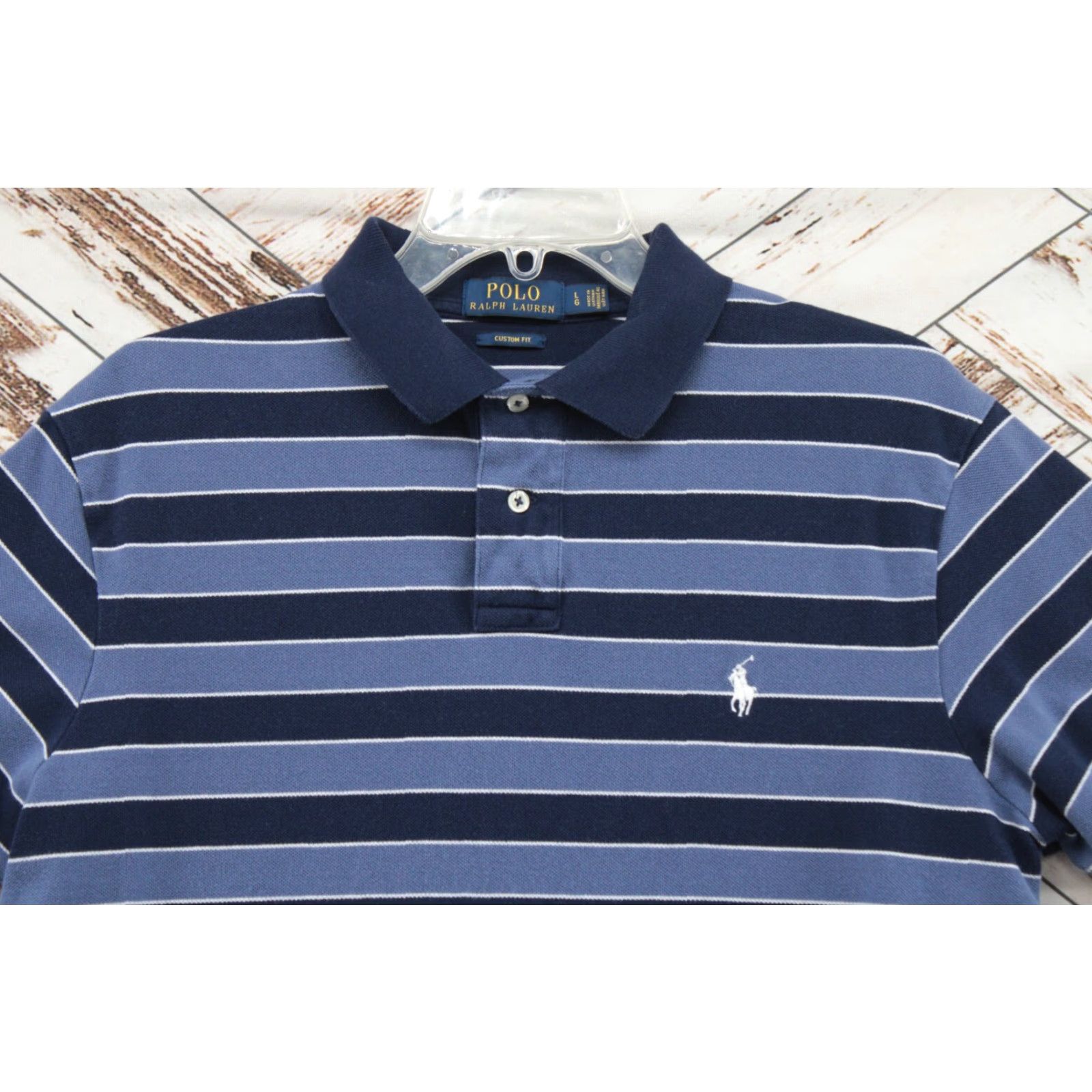 Polo Ralph Lauren Polo Ralph Lauren Shirt Mens Large Classic Fit Blue Striped Logo Rugby Long Tail Size US L / EU 52-54 / 3 - 3 Thumbnail