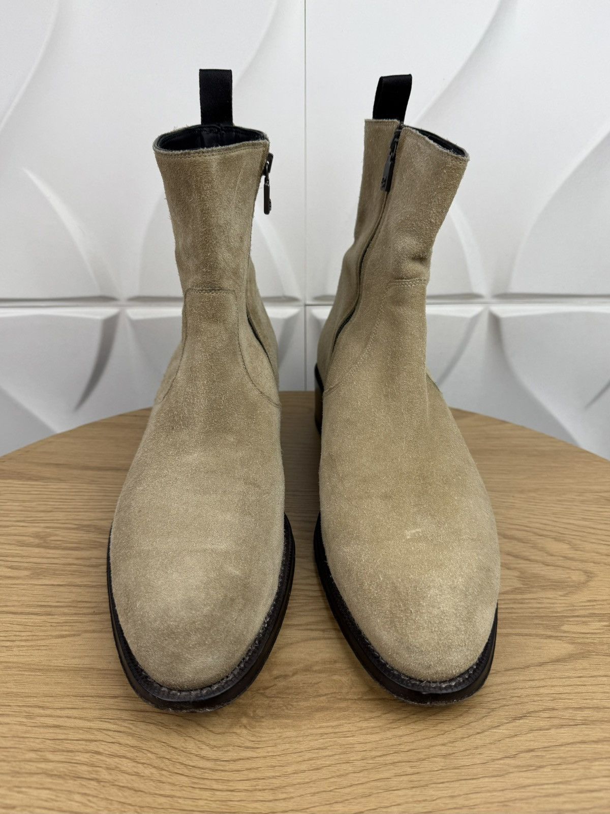 Brioni BRIONI Boots Suede Leather Shoes High Heels Side Zip Beige Size US 9 / EU 42 - 4 Thumbnail