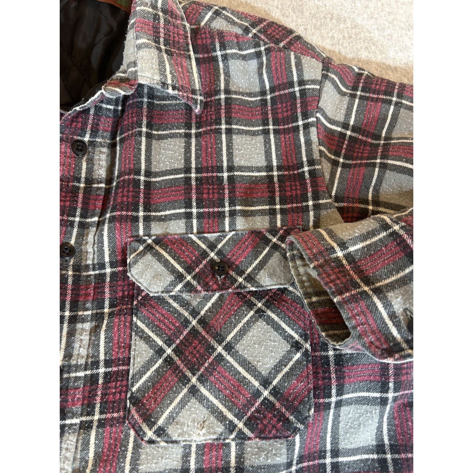 Vintage VINTAGE Fieldmaster Quilted Flannel Shirt Jacket Shacket Mens Large Gray Plaid Workwear Clothing Shirt/Coat Mens L Size US L / EU 52-54 / 3 - 2 Thumbnail
