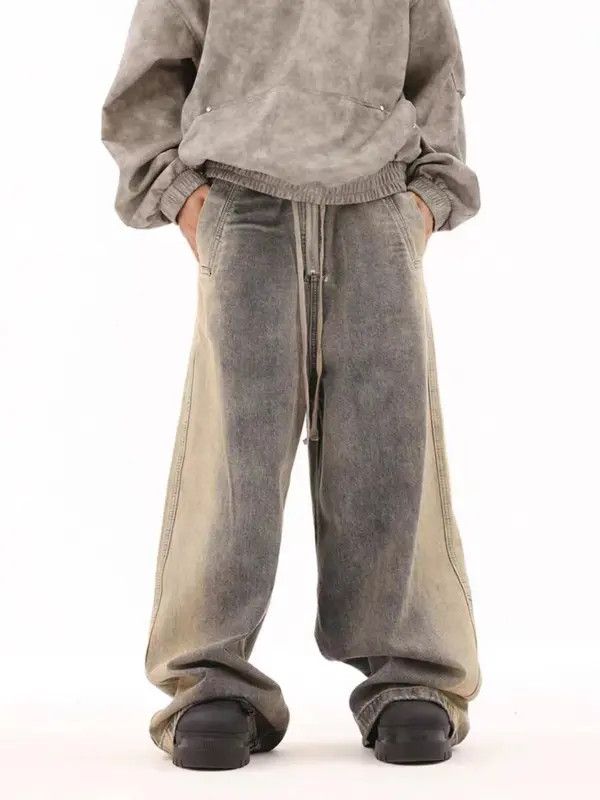 Street hip-hop grunge color stitching micro-flare jeans