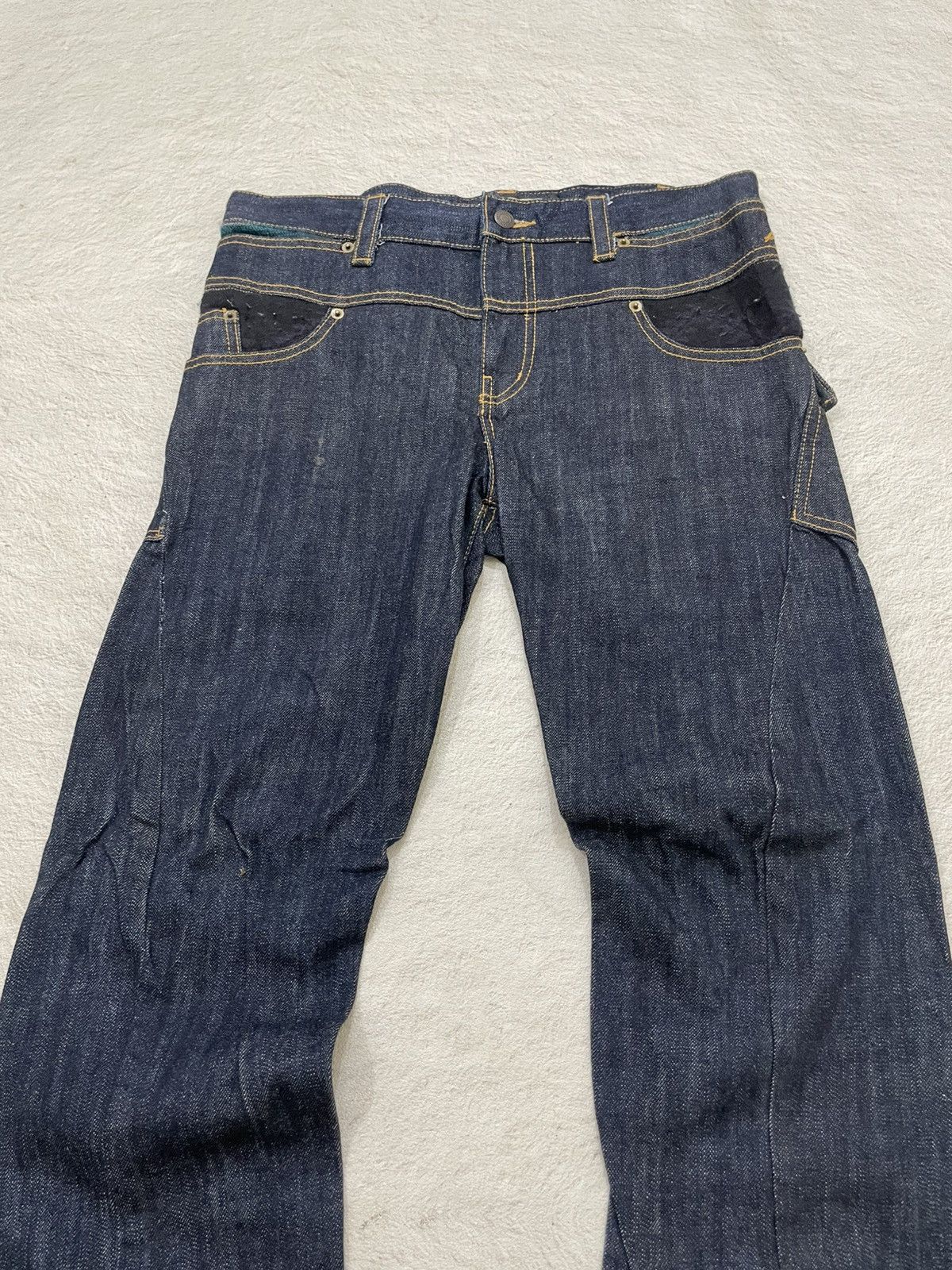 Japanese Brand 00s Double Waist BRTH Raw Denim Y2K Japan Style Size US 34 / EU 50 - 2 Thumbnail