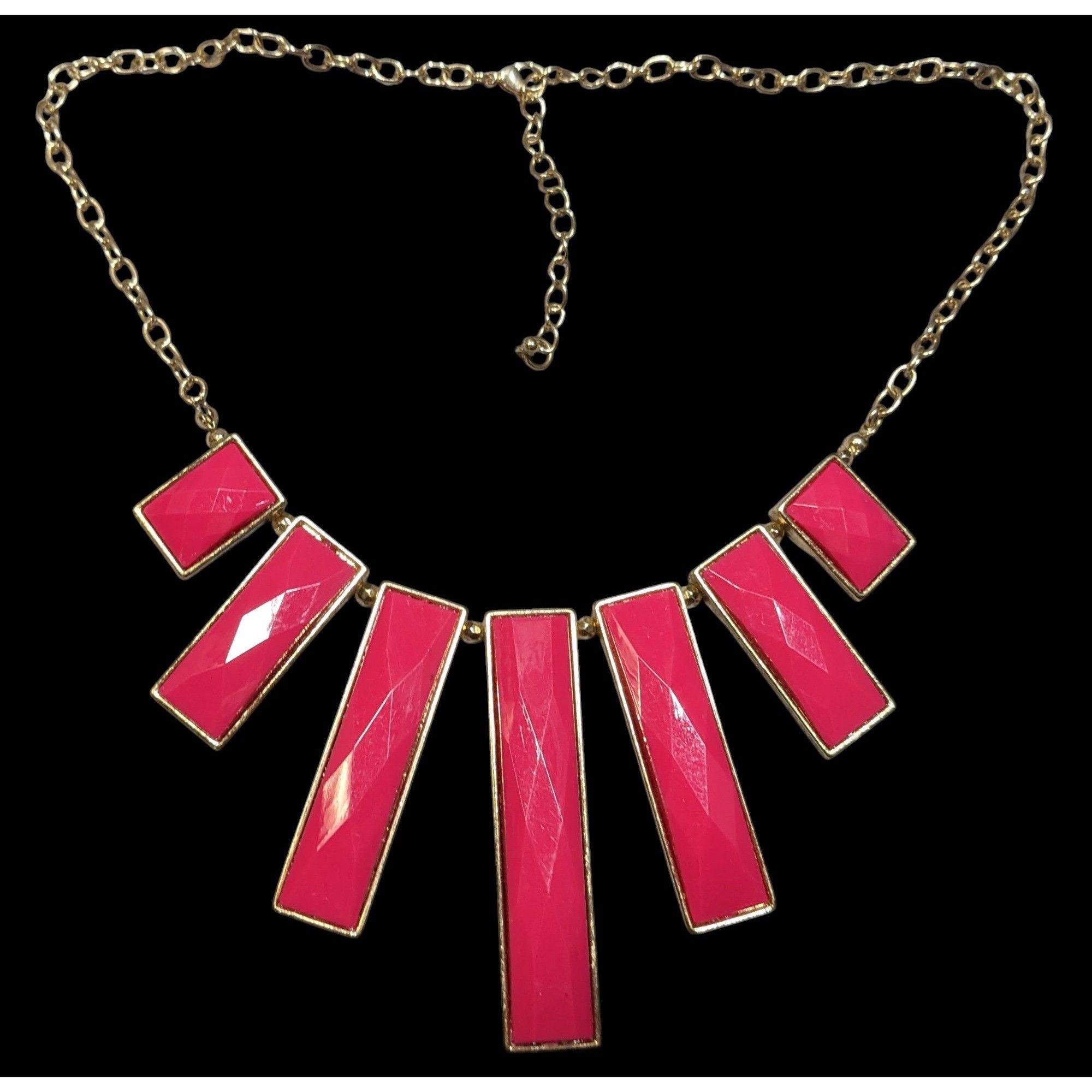 Other 80s Glam Pink And Gold Tone Graduated Pillar Necklace Size ONE SIZE - 1 Thumbnail