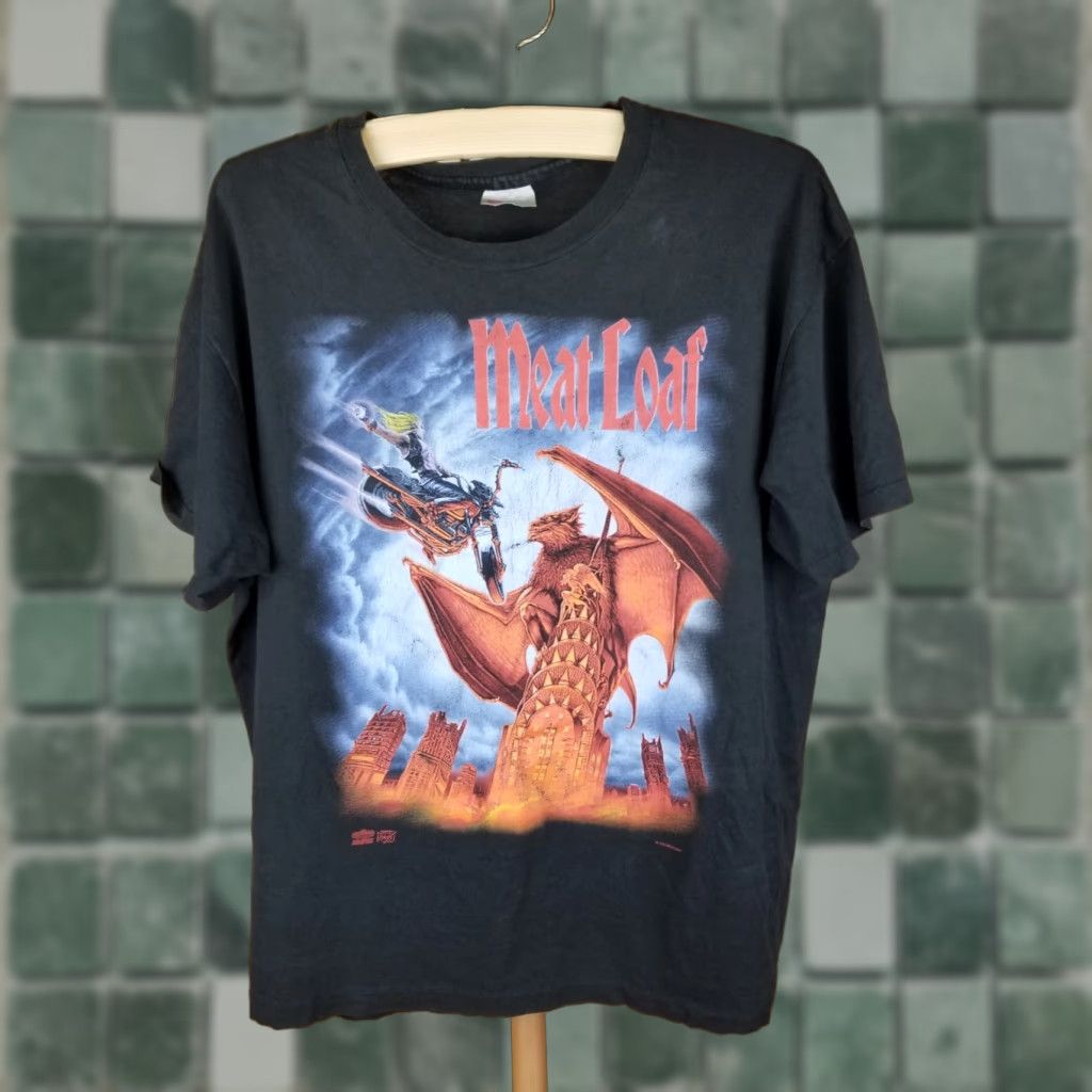 Vintage VINTAGE MEAT LOAF EVERYTHING LOUDER WORLD TOUR THIN T-SHIRT SZ XLARGE Shirt Men XL Black 95' USA Retro Band Size US XL / EU 56 / 4 - 1 Thumbnail
