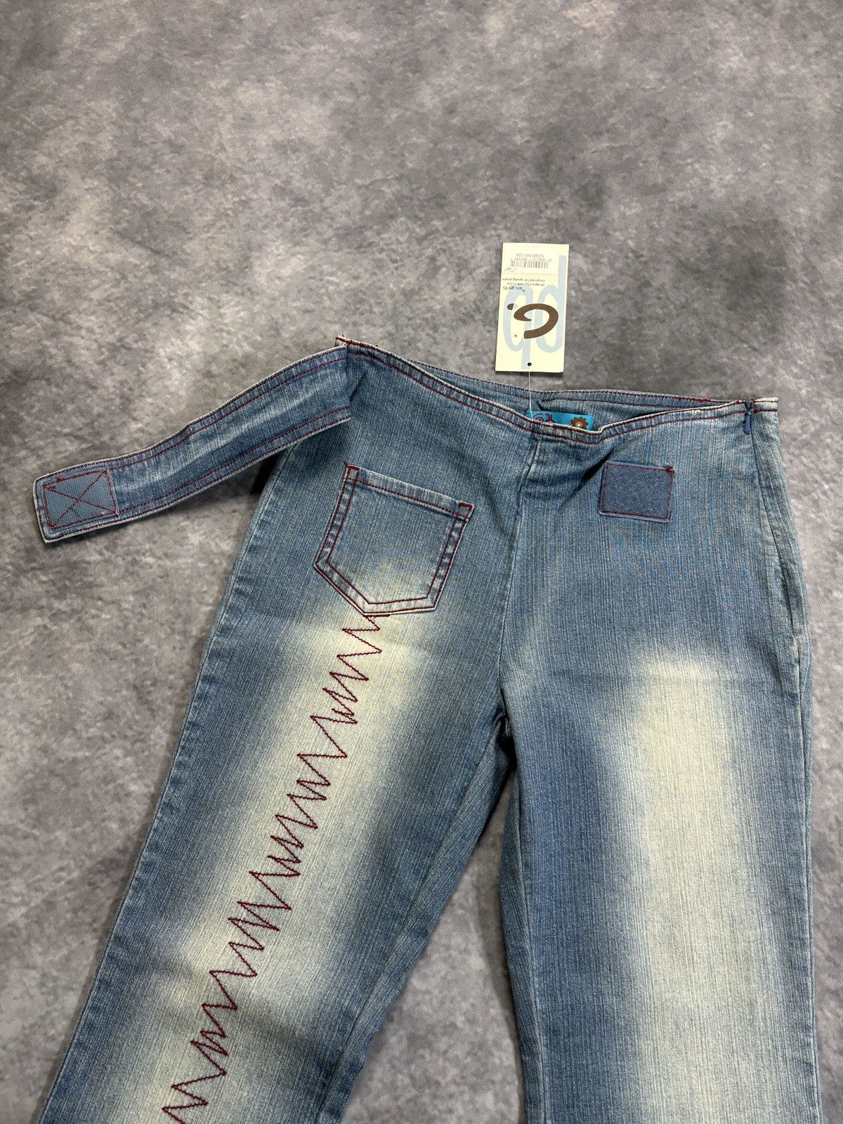 Jean × Other × Vintage NOS 2000s Jeans Belted Contrast Stitch France Y2K Low Waist Size 26" / US 2 / IT 38 - 3 Thumbnail