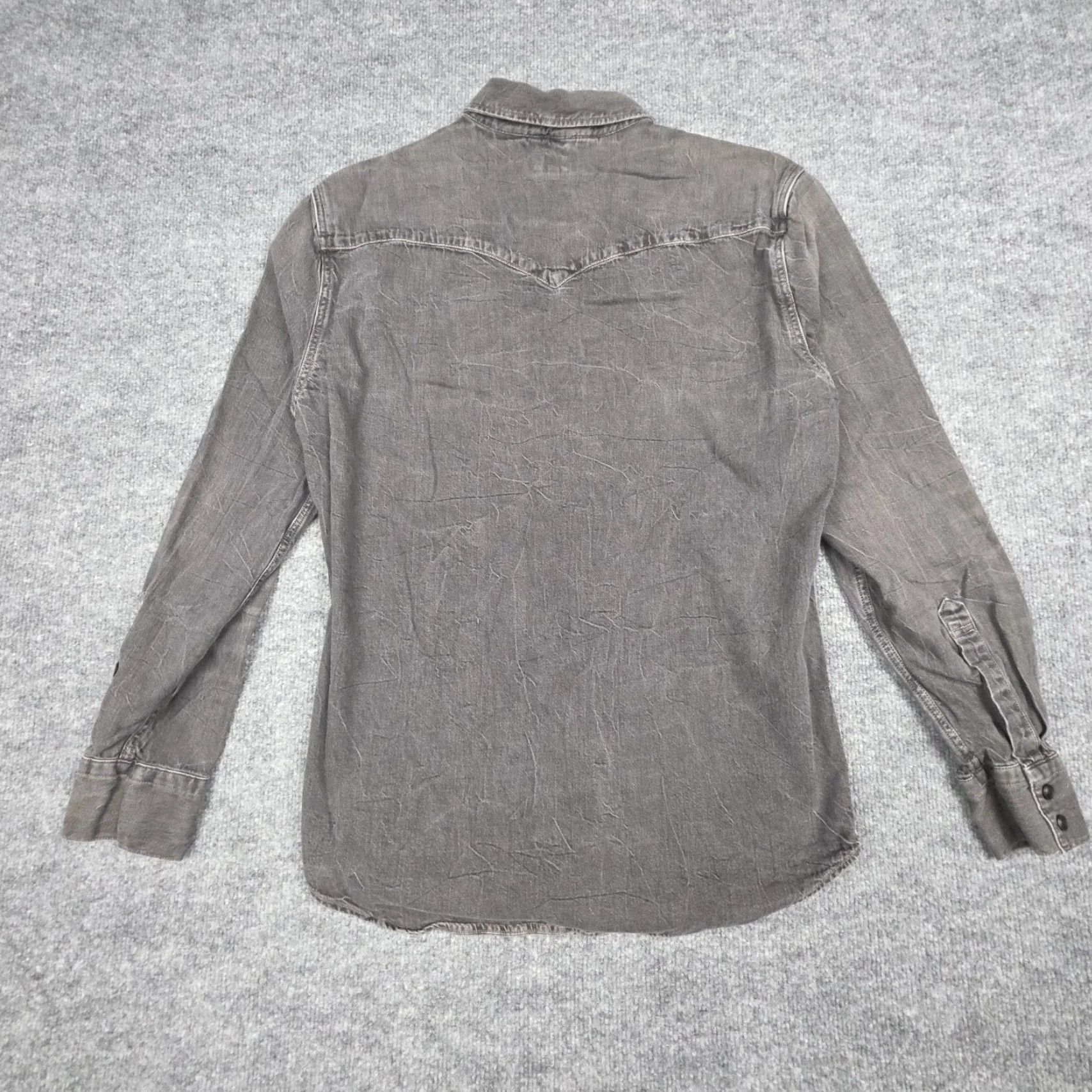 Levi's Levi's Denim Shirt Mens Medium Gray Black Pearl Snap Western Chambray Denim Shirt Size M / US 6-8 / IT 42-44 - 3 Thumbnail