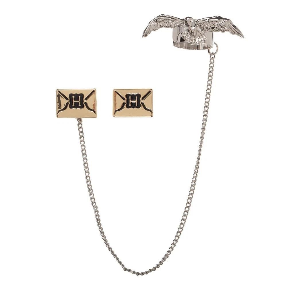 Warner Bros Harry Potter Hedwig Owl Hogwarts Letter Stud Earrings & Cuff Size ONE SIZE - 1 Thumbnail