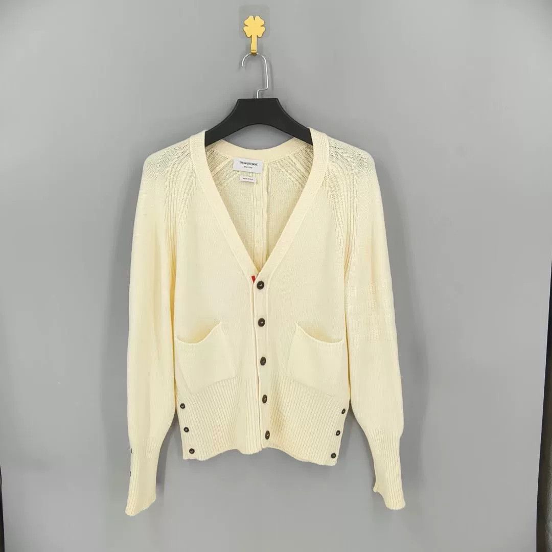 Thom Browne cream button-up cardigan Size US XS / EU 42 / 0 - 1 Thumbnail