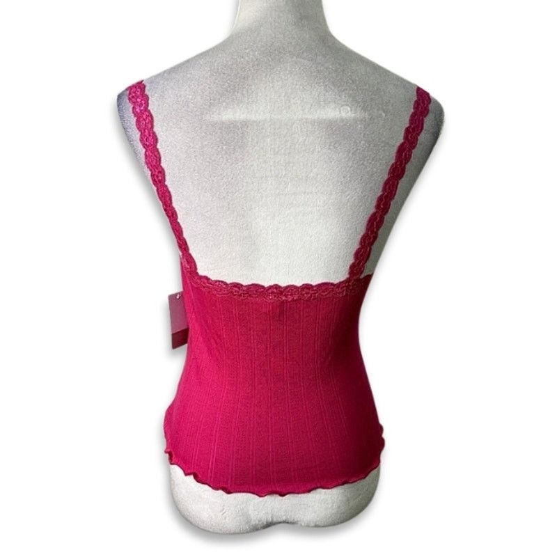 BP. BP Crop Top Sleeveless Ribbed Lace Straps Hot Pink S NWT Size S / US 4 / IT 40 - 4 Thumbnail