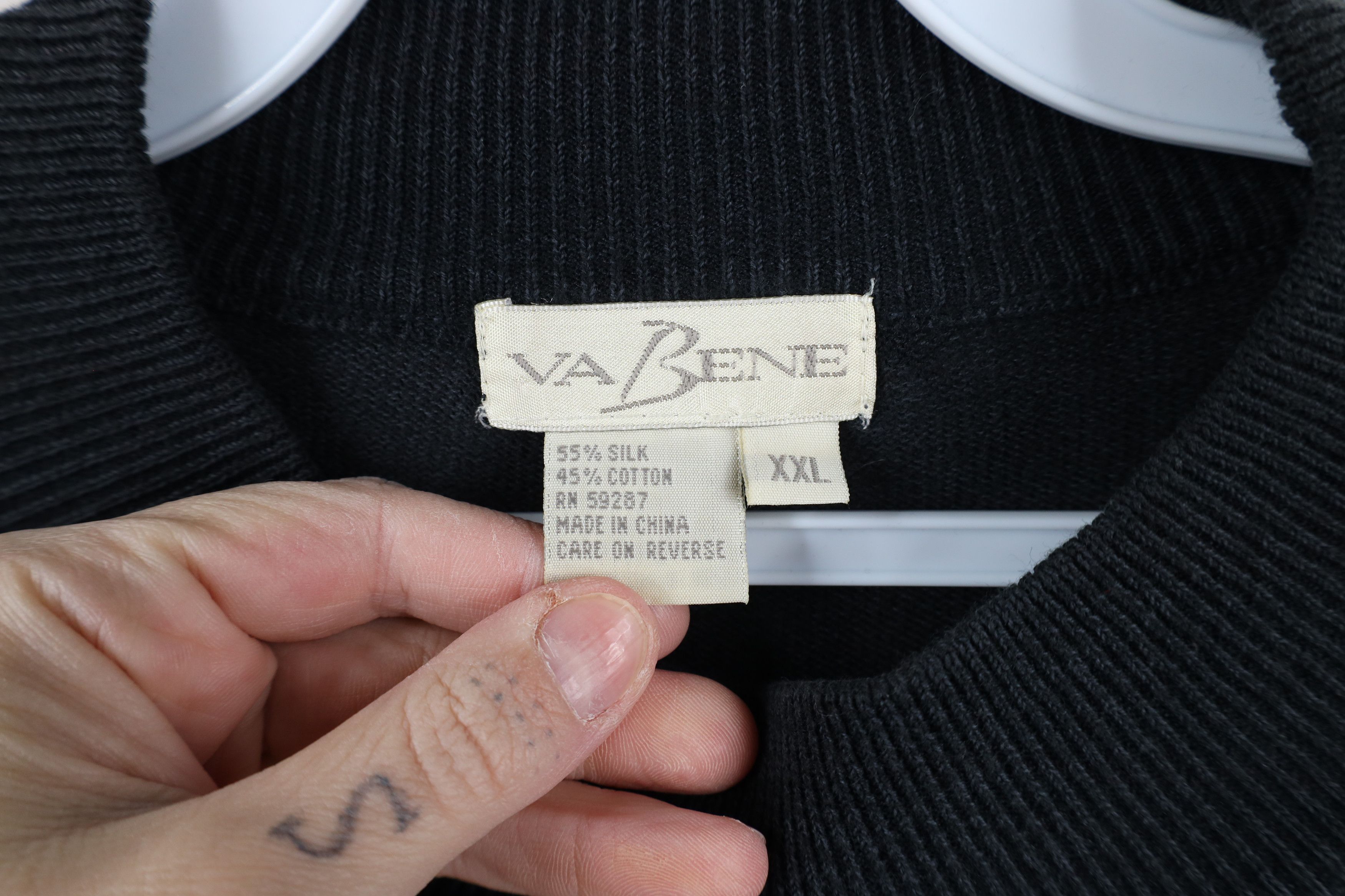 Vintage Vintage 90s Streetwear Silk Blend Mock Neck Sweater Black Size US XXL / EU 58 / 5 - 4 Thumbnail