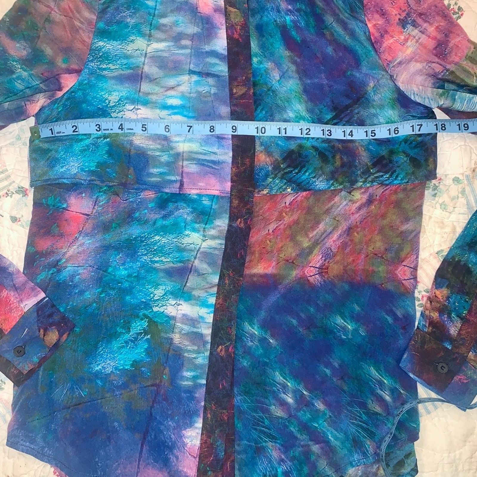 Other NEW ABSTRACT WATERCOLOR PATCHWORK SILK LAYERED BLOUSE Size XS / US 0-2 / IT 36-38 - 6 Thumbnail