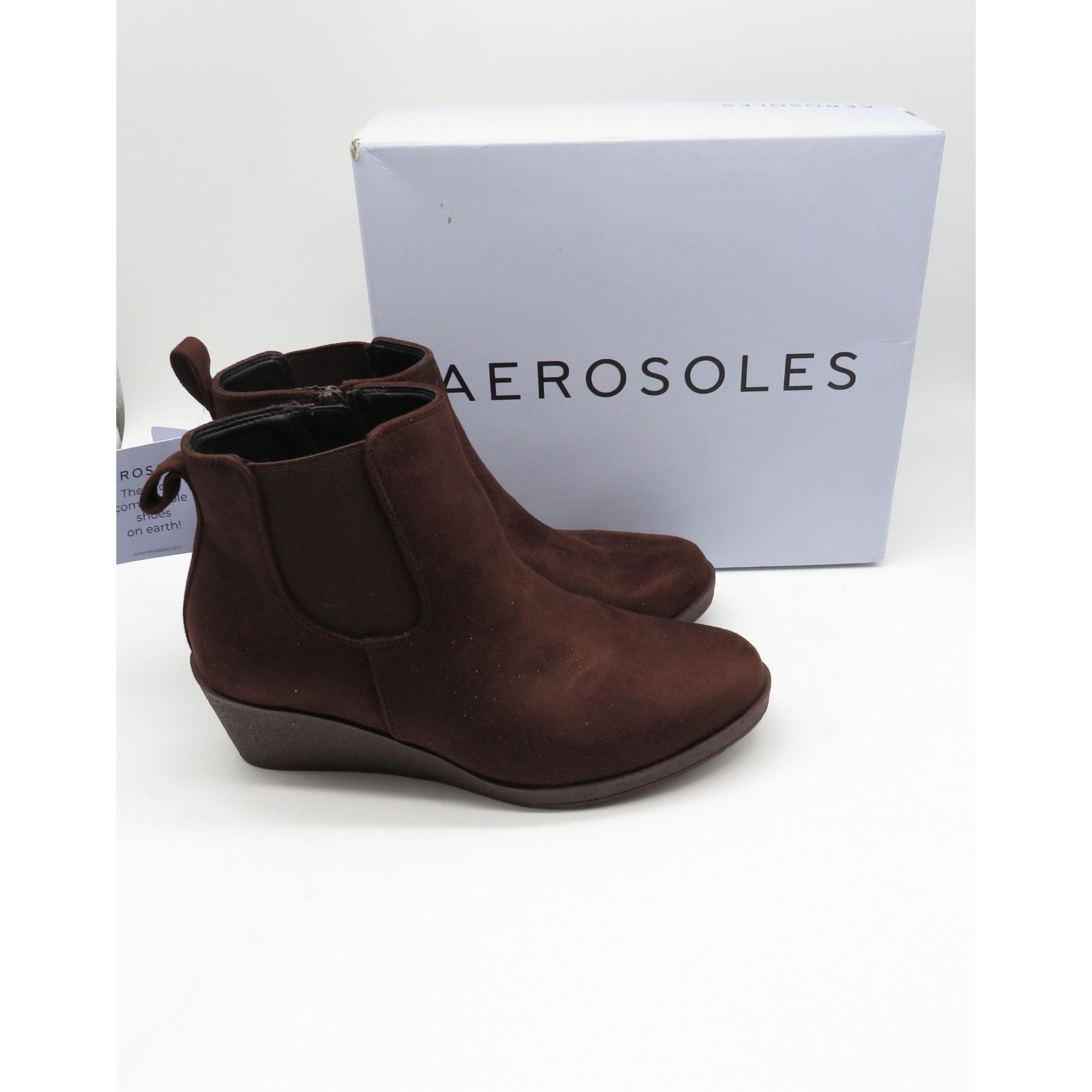 Other Aerosoles Women's Dark Brown Suede Wedge Ankle Boots 7M NEW Size US 7 / IT 37 - 1 Thumbnail