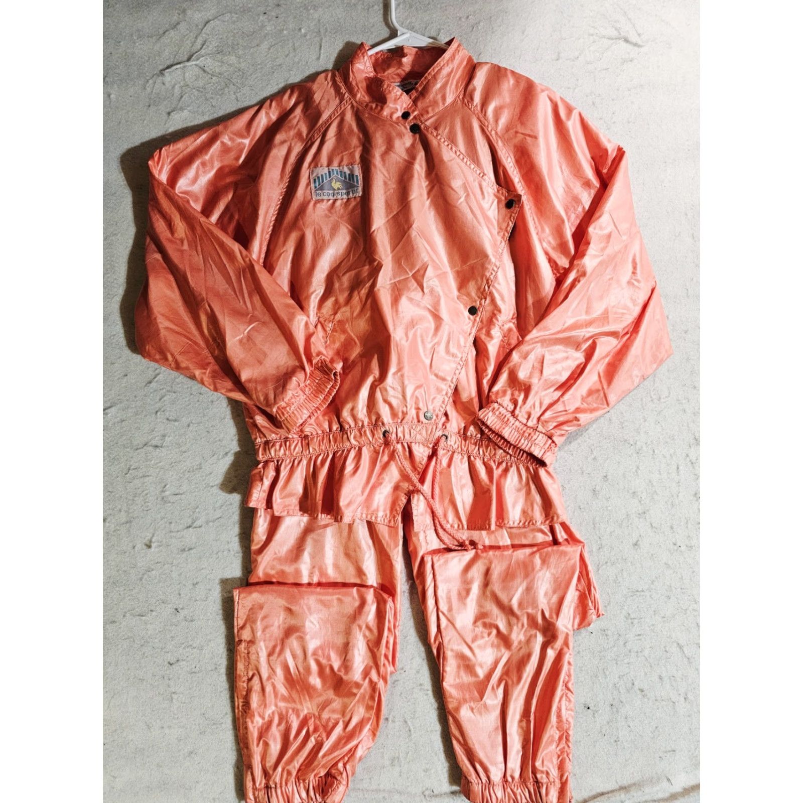 Le Coq Sportif VINTAGE Le Coq Sportif Classic 80s Tracksuit Jacket & Pants Womens Sz Med Peach Satin 80s Logo Size 32" / US 10 / IT 46 - 2 Thumbnail