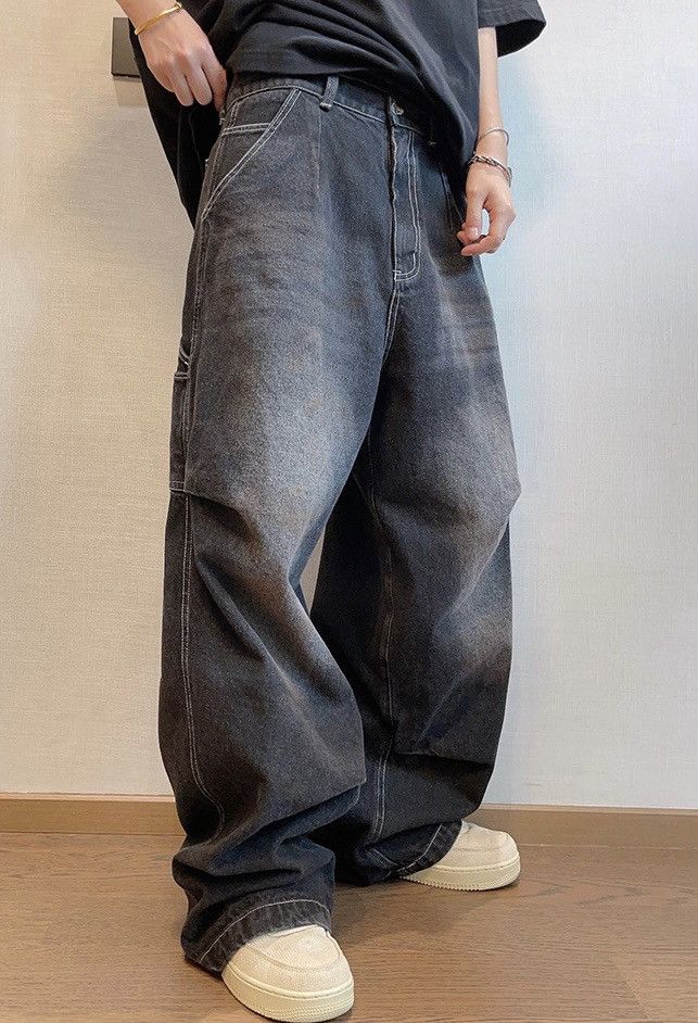 Japanese Brand × Vintage Outdoor retro washed pleated baggy carpenter jeans pants Size US 30 / EU 46 - 3 Thumbnail