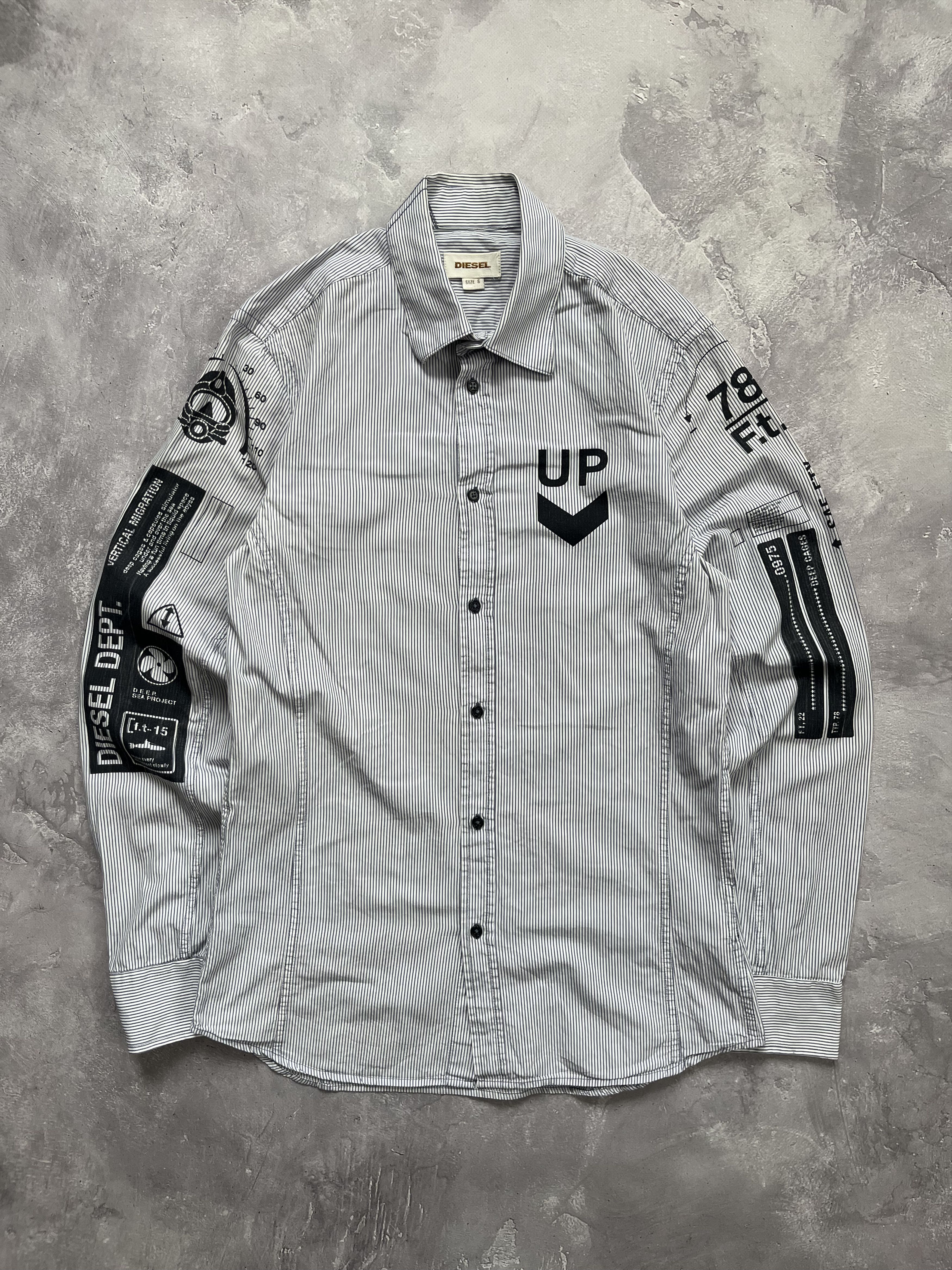 Diesel RARE Diesel DEPT. LIQUID SPACE Striped Button Up Shirt Size US S / EU 44-46 / 1 - 1 Thumbnail