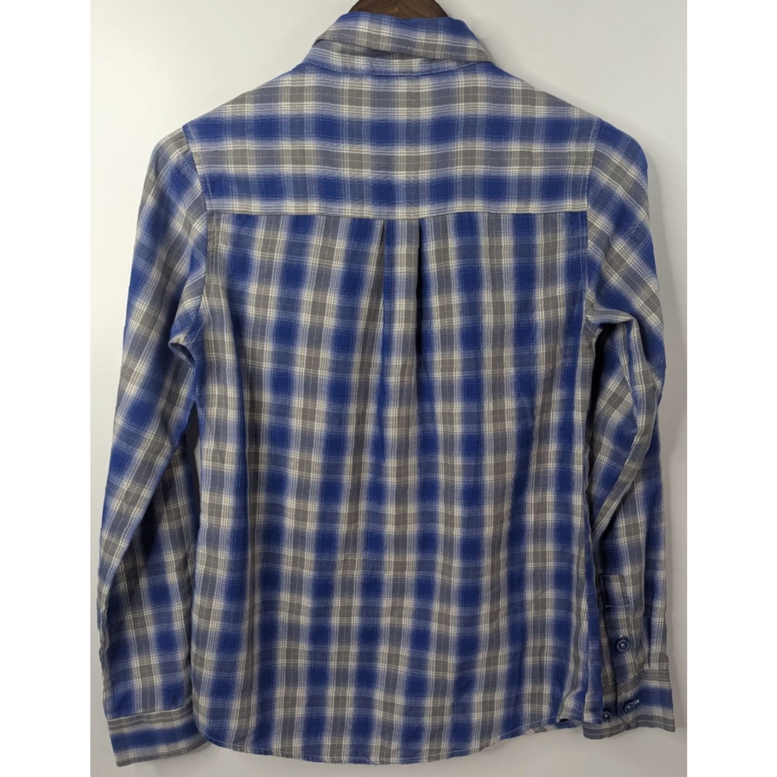 CO Dixxon Shirt Women's S Blue Button-Up Plaid Bamboo Satin Pearl Snap Long Sleeve Size S / US 4 / IT 40 - 4 Thumbnail