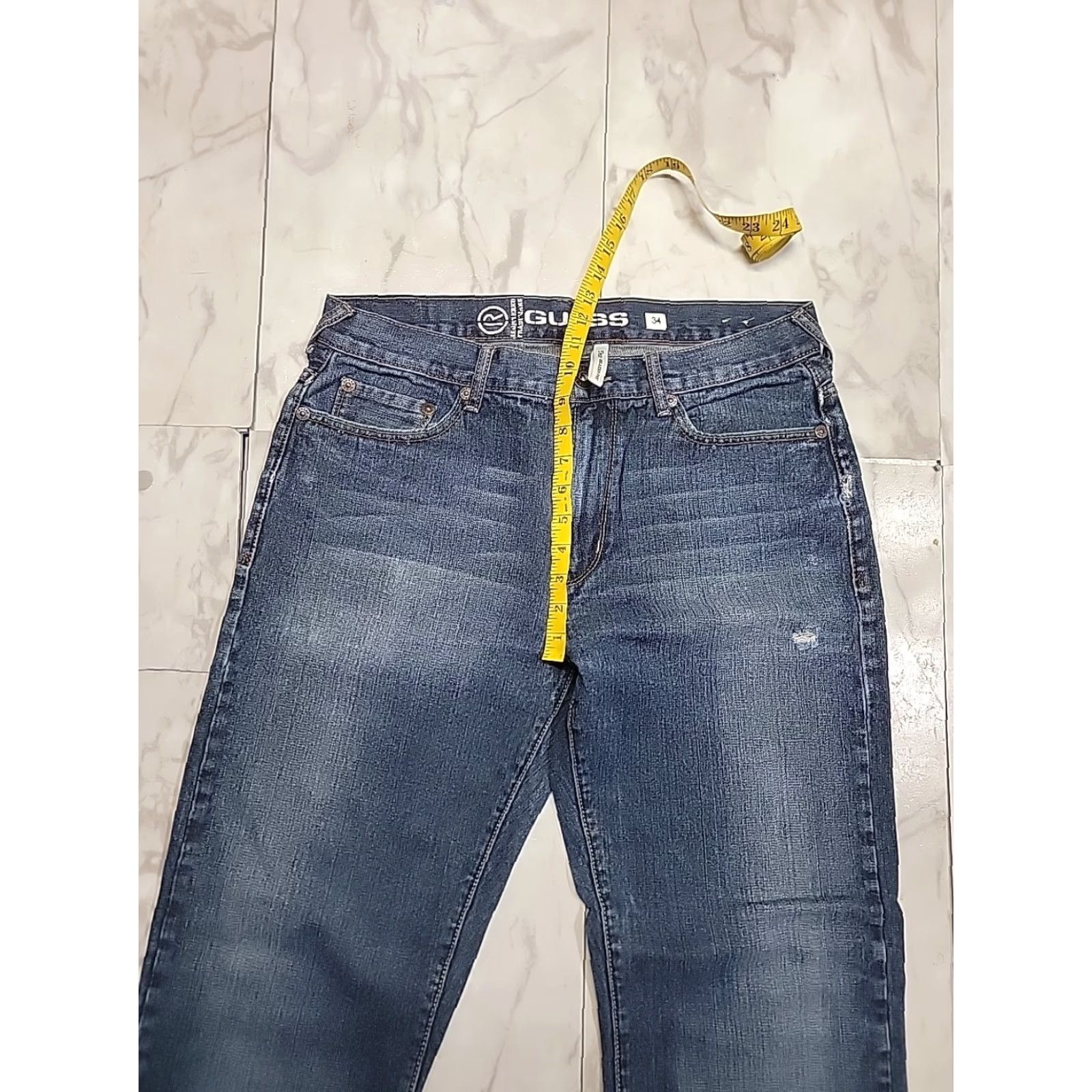 VINTAGE Guess Jeans Dean Relaxed Fit Denim Jeans Men's 34x32 Blue Regular Adult Jeans 90s Cowboy Logo Mens
