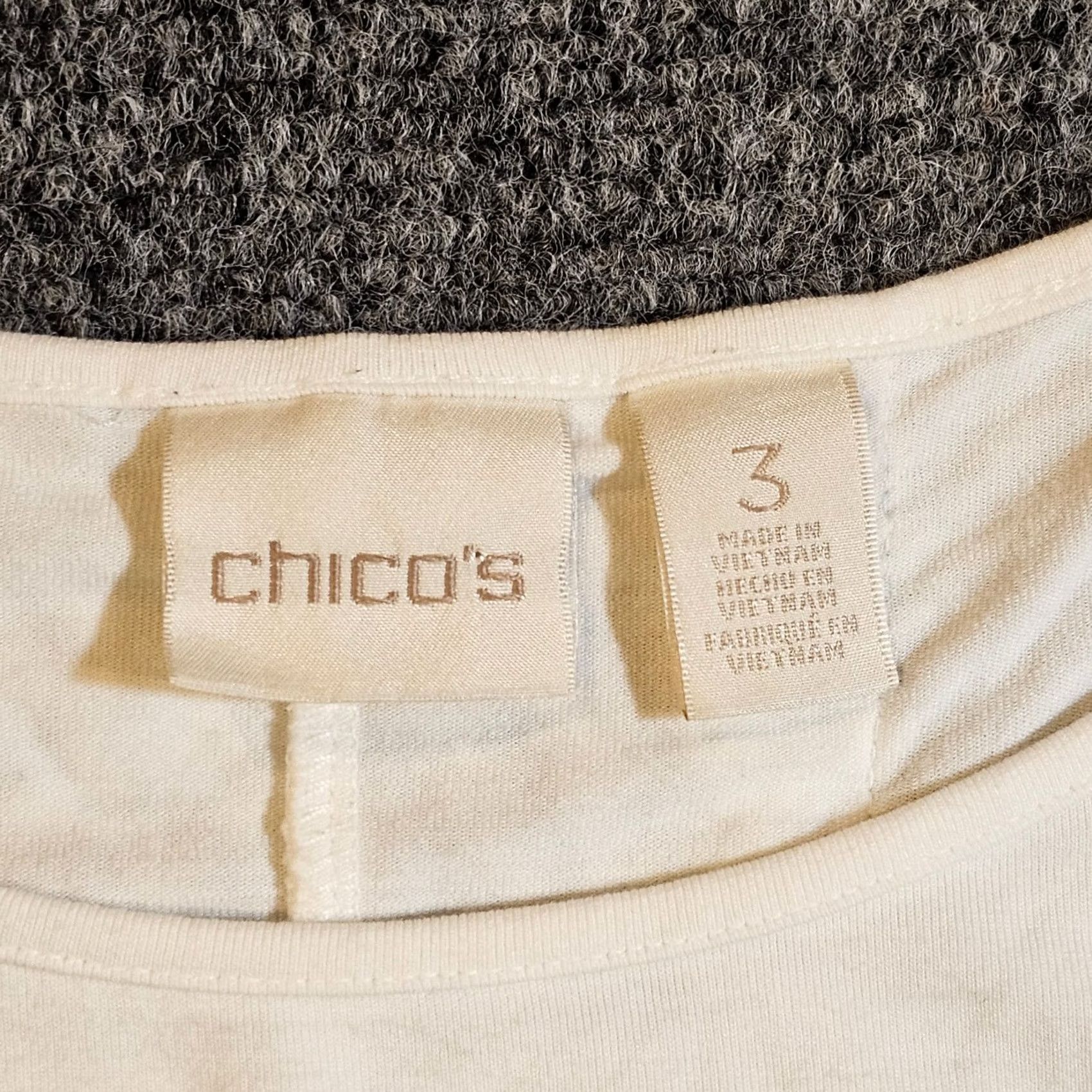 Vintage Chico's Top Shirt Women XL White Lace Trim Short Sleeve Stretchy Casual Career Shirt Size XL / US 12-14 / IT 48-50 - 3 Thumbnail