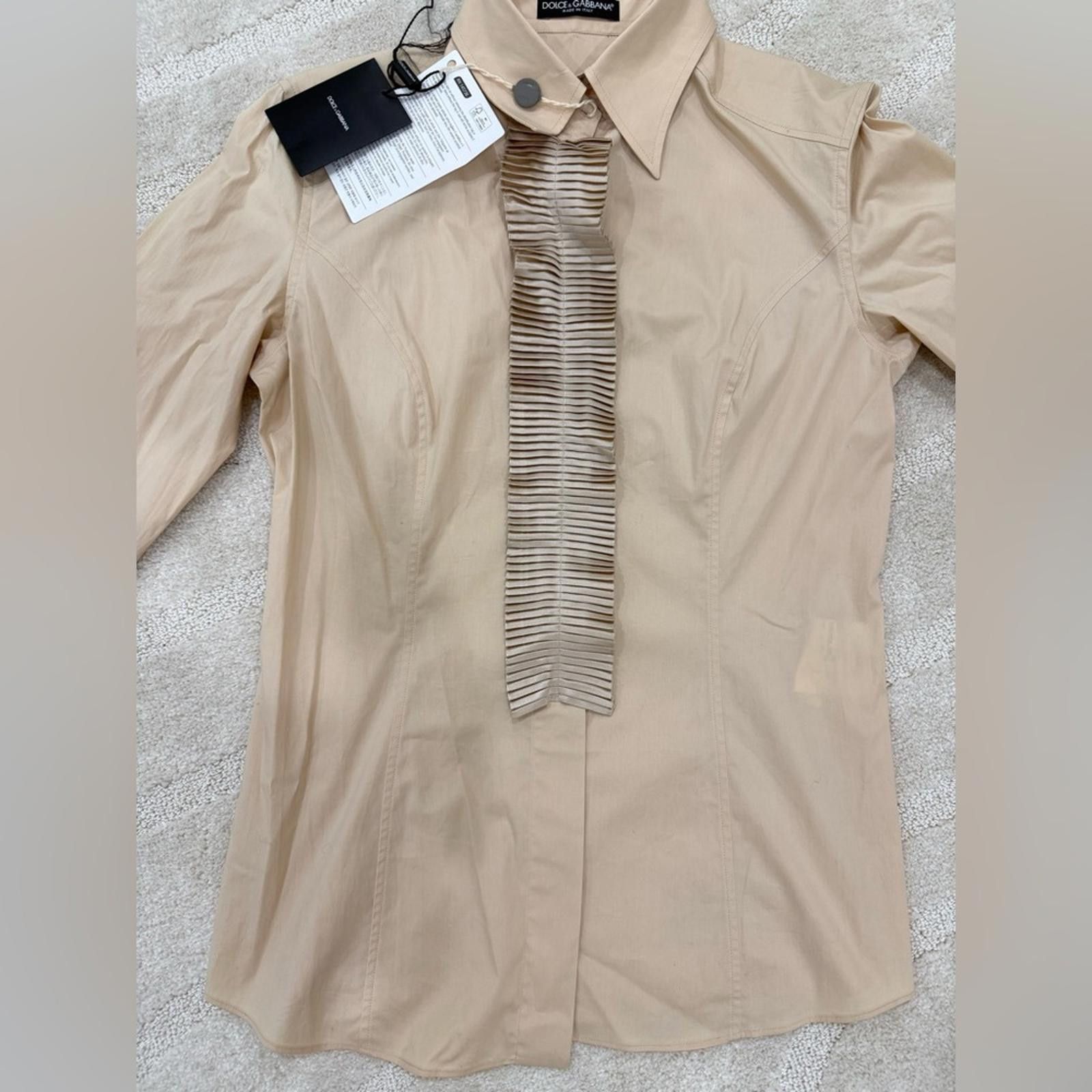 Dolce & Gabbana Dolce & Gabbana Tan Long Sleeve Shirt Size M / US 6-8 / IT 42-44 - 2 Thumbnail