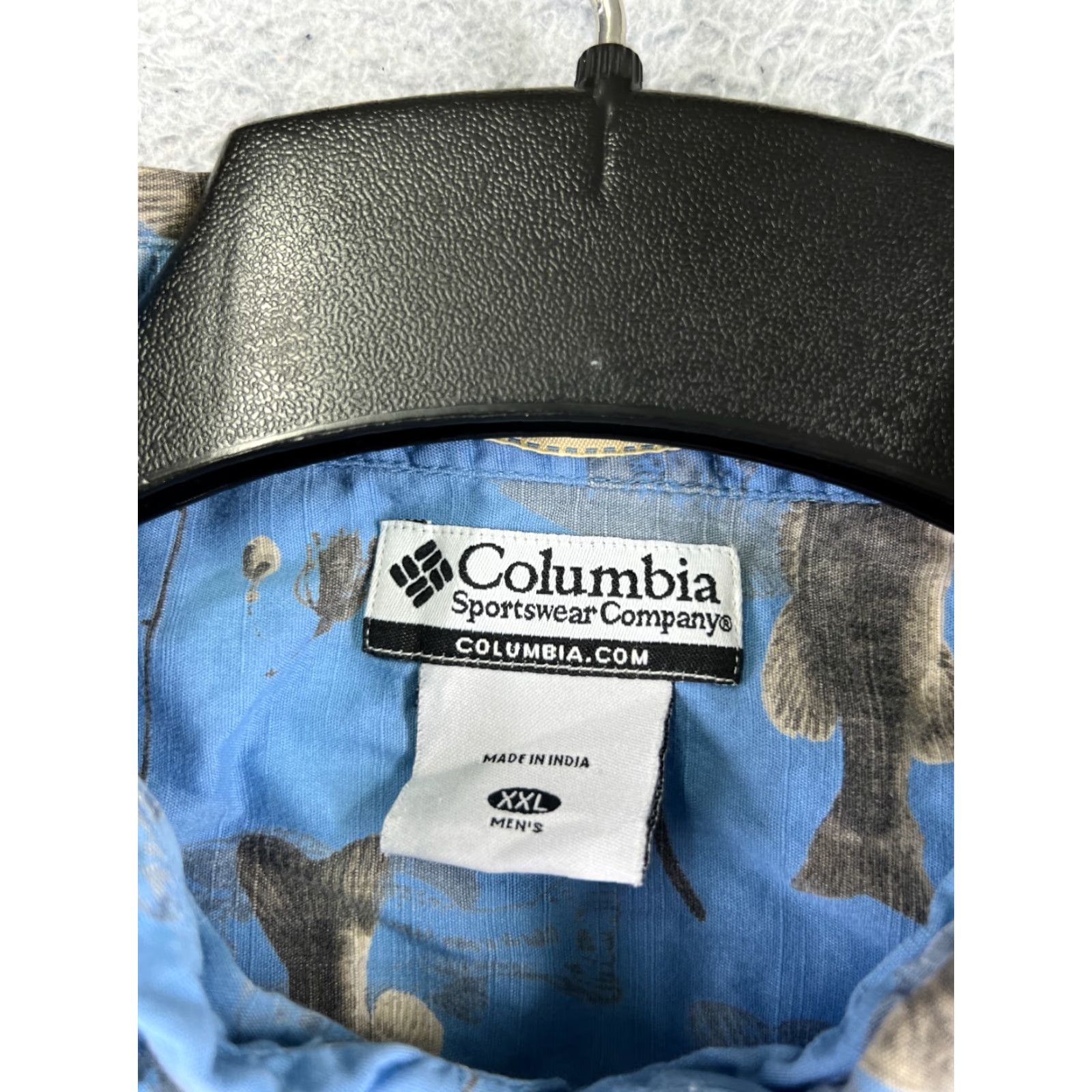 Vintage Columbia Shirt Men 2XL Blue Button Up Fish Pattern Casual Button-Up Cotton Short Sleeve MENS Size US XXL / EU 58 / 5 - 3 Thumbnail