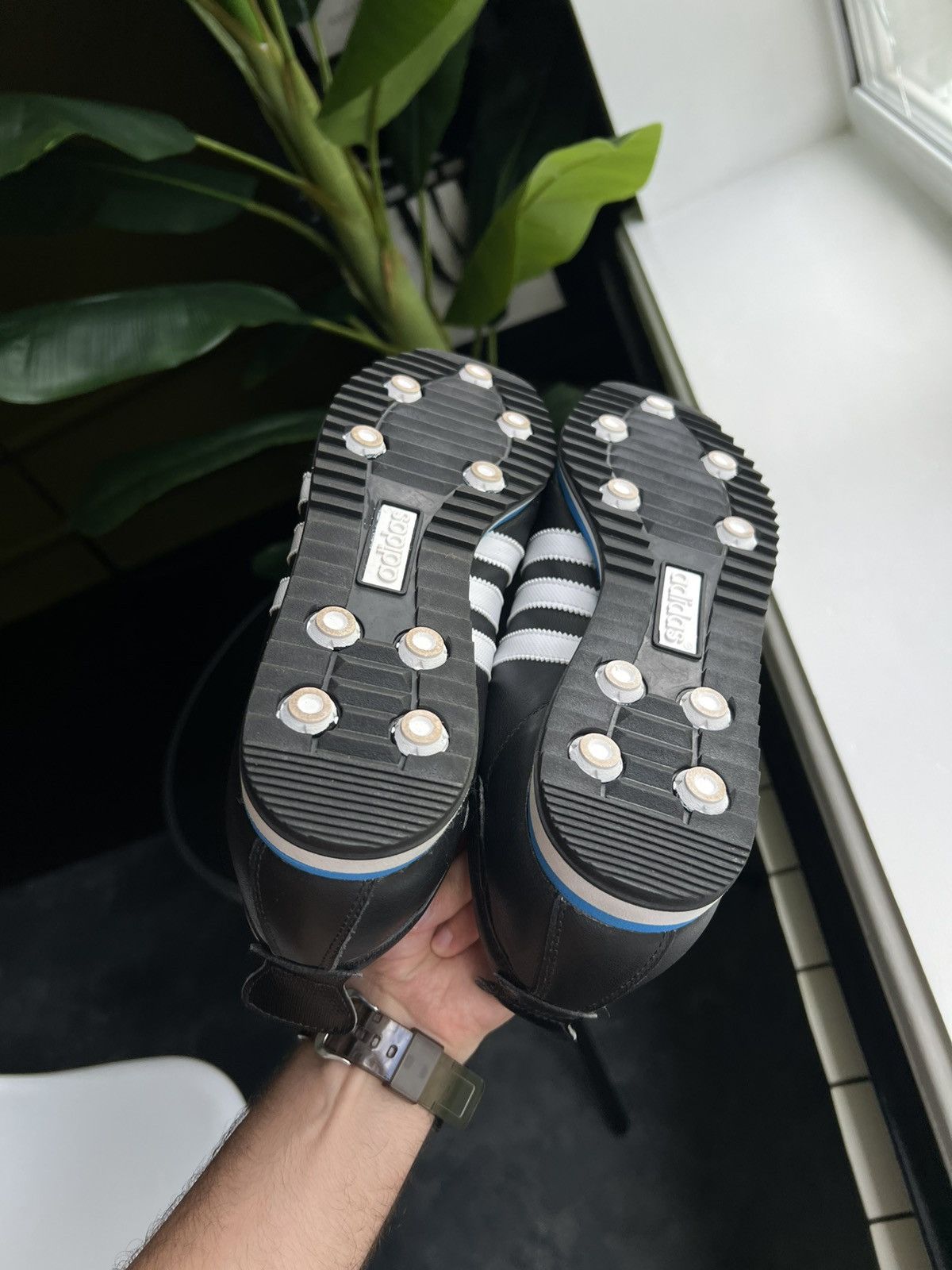 Vintage Adidas Cup 68 Indoor Trainers Black White Blue Y2K Size US 10.5 / EU 43-44 - 22 Thumbnail
