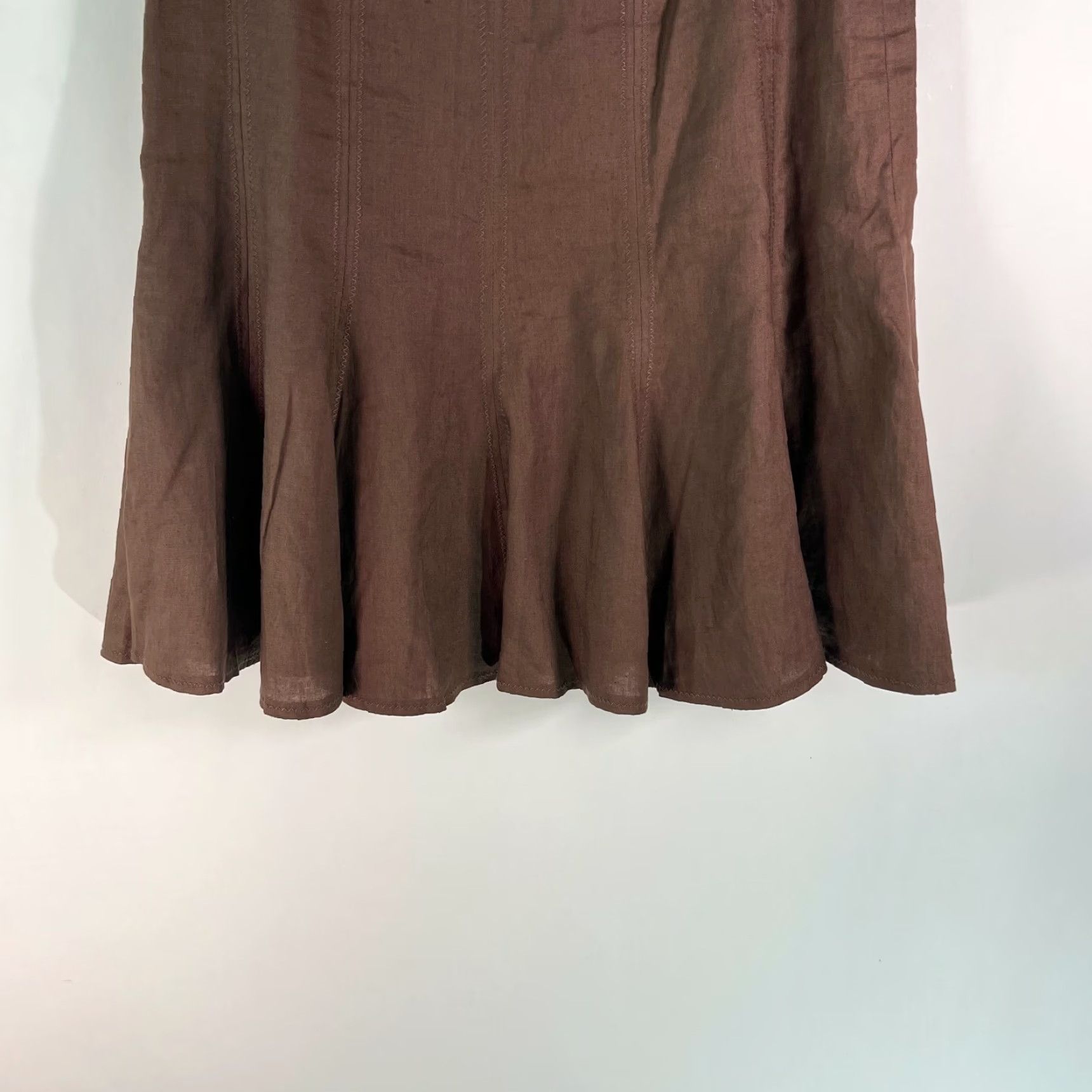 Willi Smith Willi Smith Linen Mini Skirt Women's Size 10 Casual Brown Side Zip Classic Size 32" / US 10 / IT 46 - 4 Thumbnail
