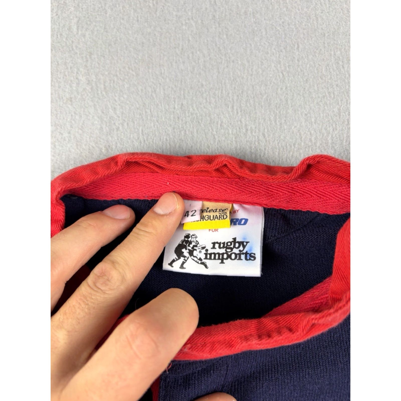 Vintage VINTAGE Halbro Rugby Shirt Men’s 42 Blue Red Striped Polo Short Sleeve Cotton Embroidered Logo 90s Football Soccer Size US XL / EU 56 / 4 - 4 Thumbnail
