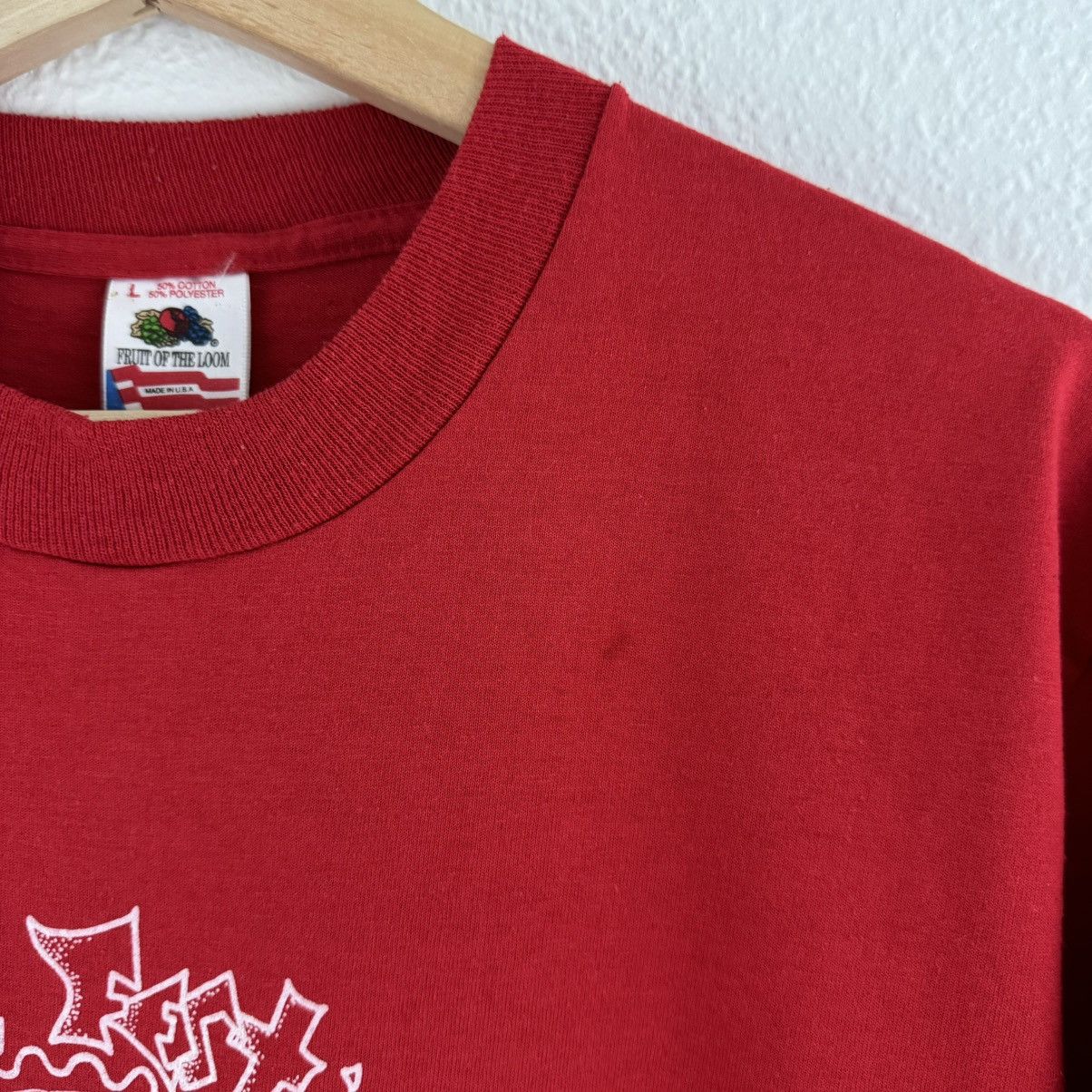 Fruit Of The Loom Vintage 90s Red Single Stitch Pie Festival Pie Town, NM Tee Size US L / EU 52-54 / 3 - 5 Thumbnail