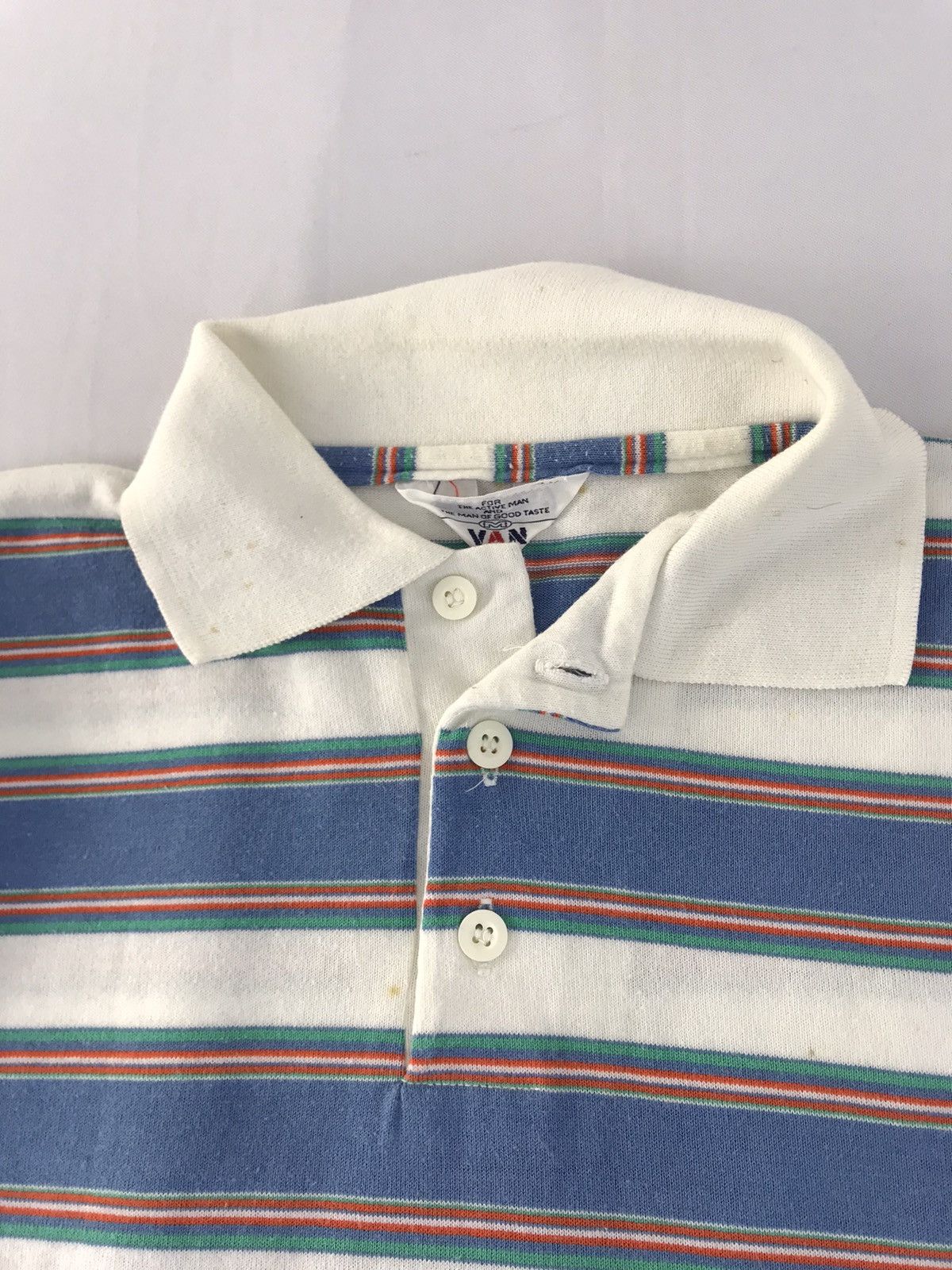 Japanese Brand Van Jac Striped Block Polo Tee T-shirt Unisex Wear Size US S / EU 44-46 / 1 - 4 Thumbnail