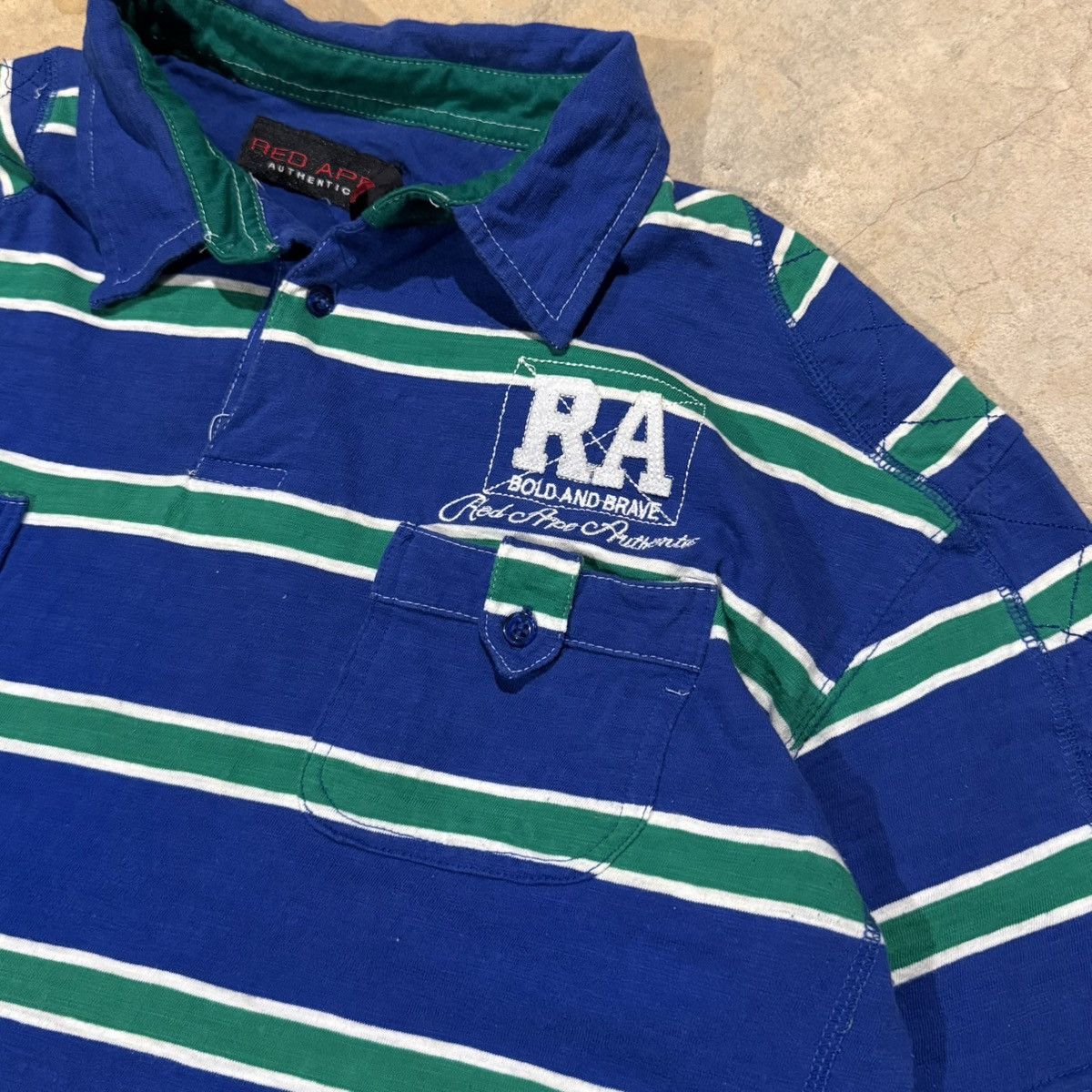 Vintage Vtg 2000s Red Ape Striped Embroidered Rugby Polo Shirt Y2K Size US XL / EU 56 / 4 - 6 Thumbnail