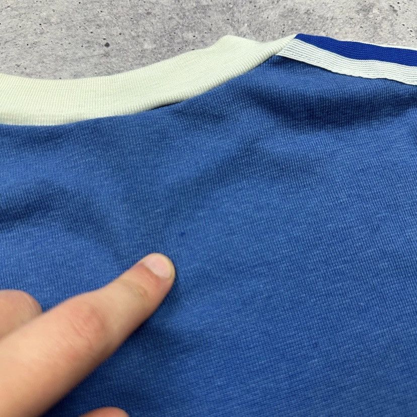Adidas Vintage 1970s Adidas Trefoil Three‑Stripe Ringer Tee Size US L / EU 52-54 / 3 - 14 Thumbnail