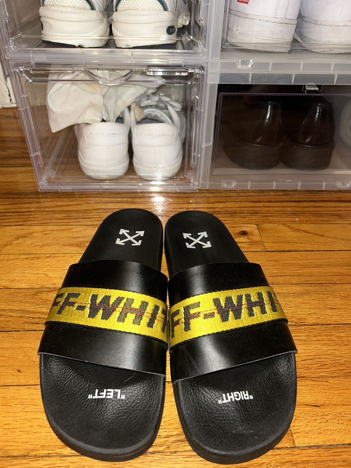 White off Slides sz discount 44 (10.5 )