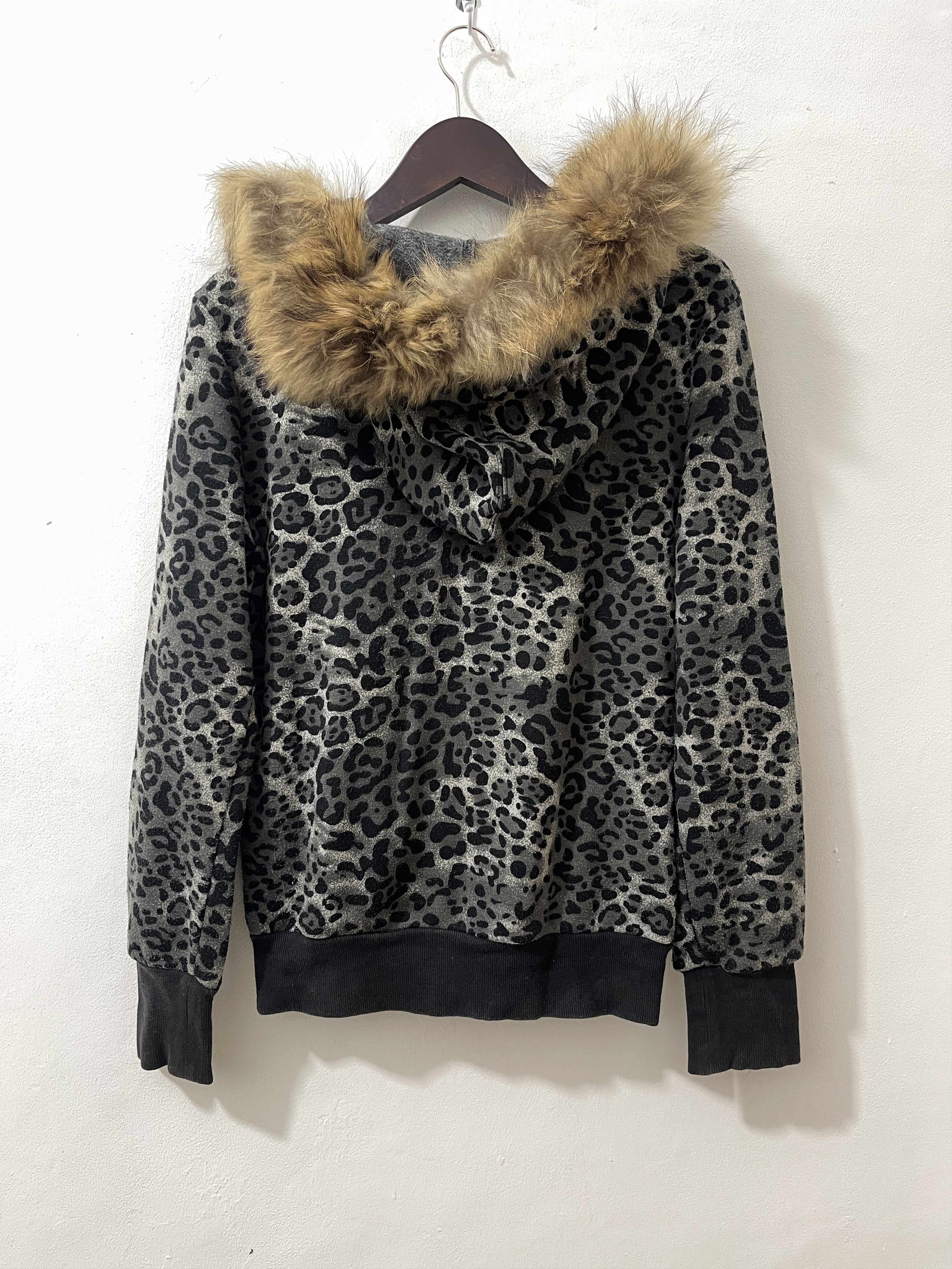 Japanese Brand 2000s Roshell Japan Punk Stud Leopard Fur Vkei Style Hoodie Size US M / EU 48-50 / 2 - 9 Thumbnail