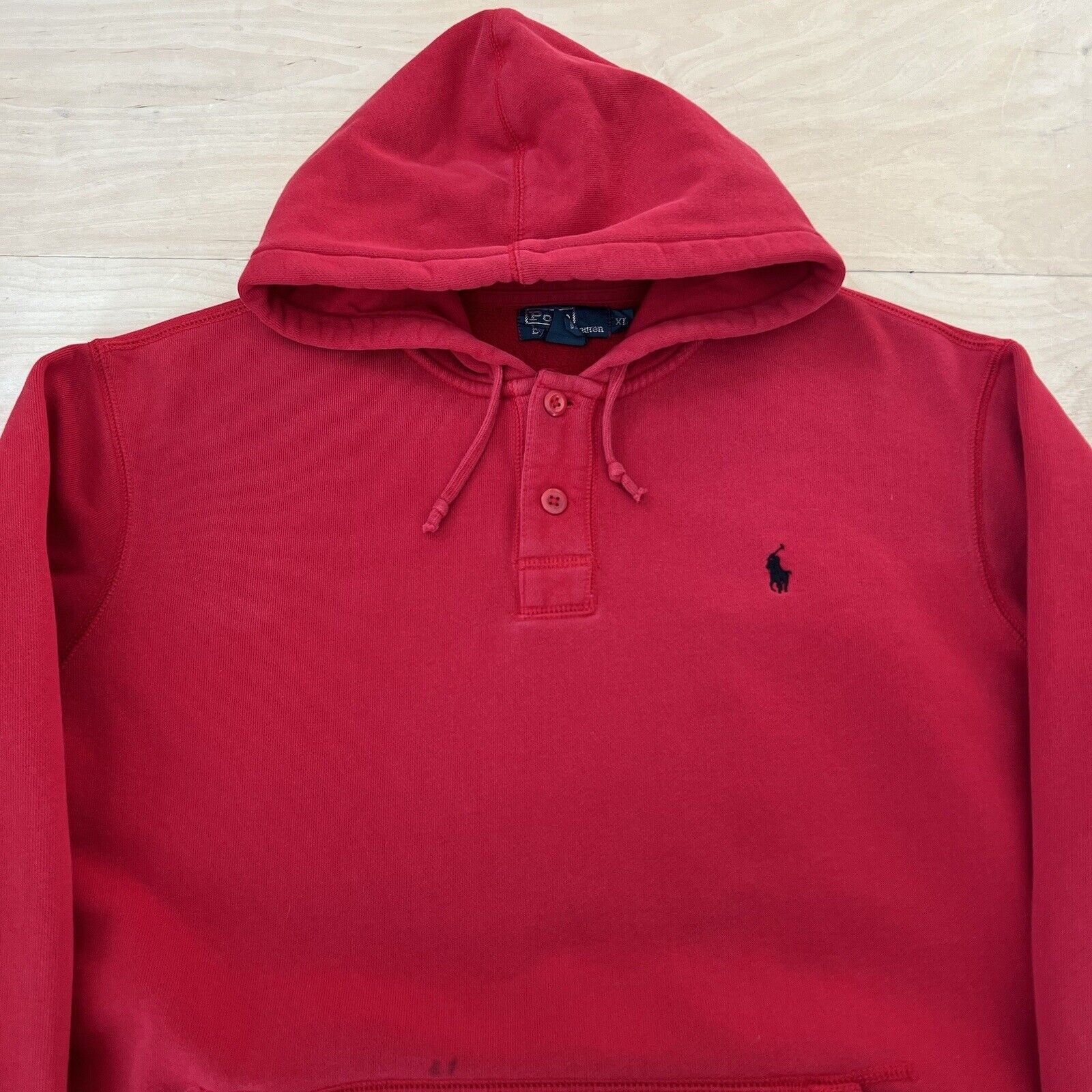 Polo Ralph Lauren × Vintage Vintage Polo Ralph Lauren Hoodie XL Red 90s New York Size US XL / EU 56 / 4 - 2 Thumbnail