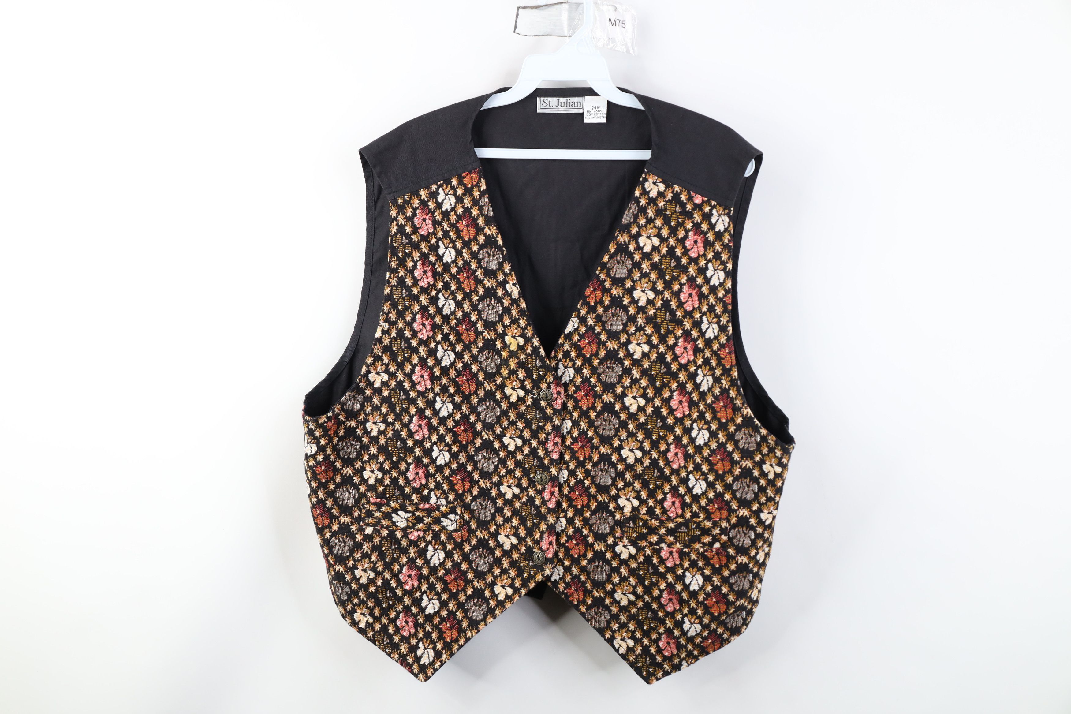 Vintage Vintage 90s Streetwear Flower Buckle Back Vest Jacket Size 4XL / US 24-26 - 1 Thumbnail