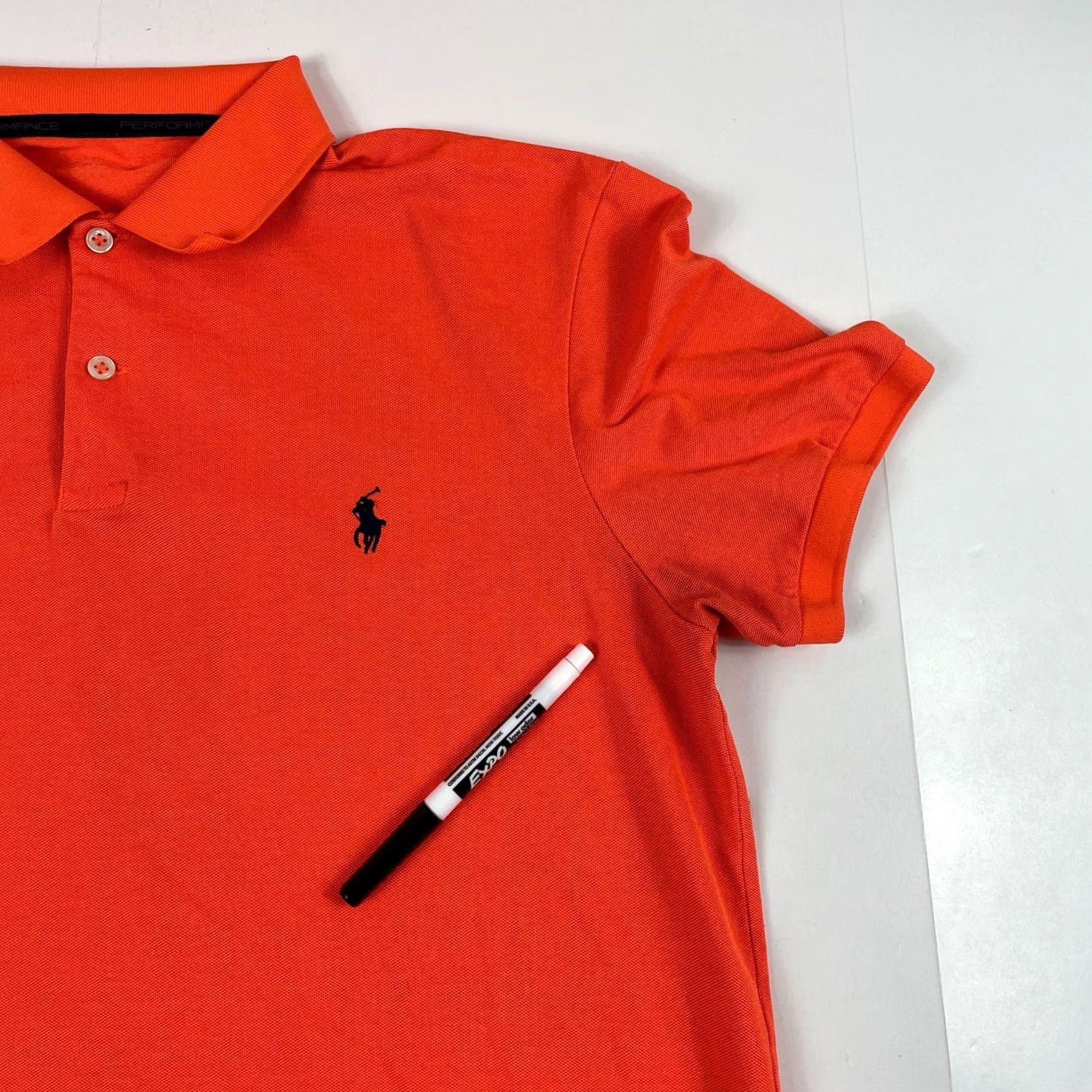 RLX Ralph Lauren VINTAGE RLX Ralph Lauren Polo Shirt Mens Large Orange Performance Golfer Pony Shirt Mens Large Orange RLX Polo Size US L / EU 52-54 / 3 - 3 Thumbnail