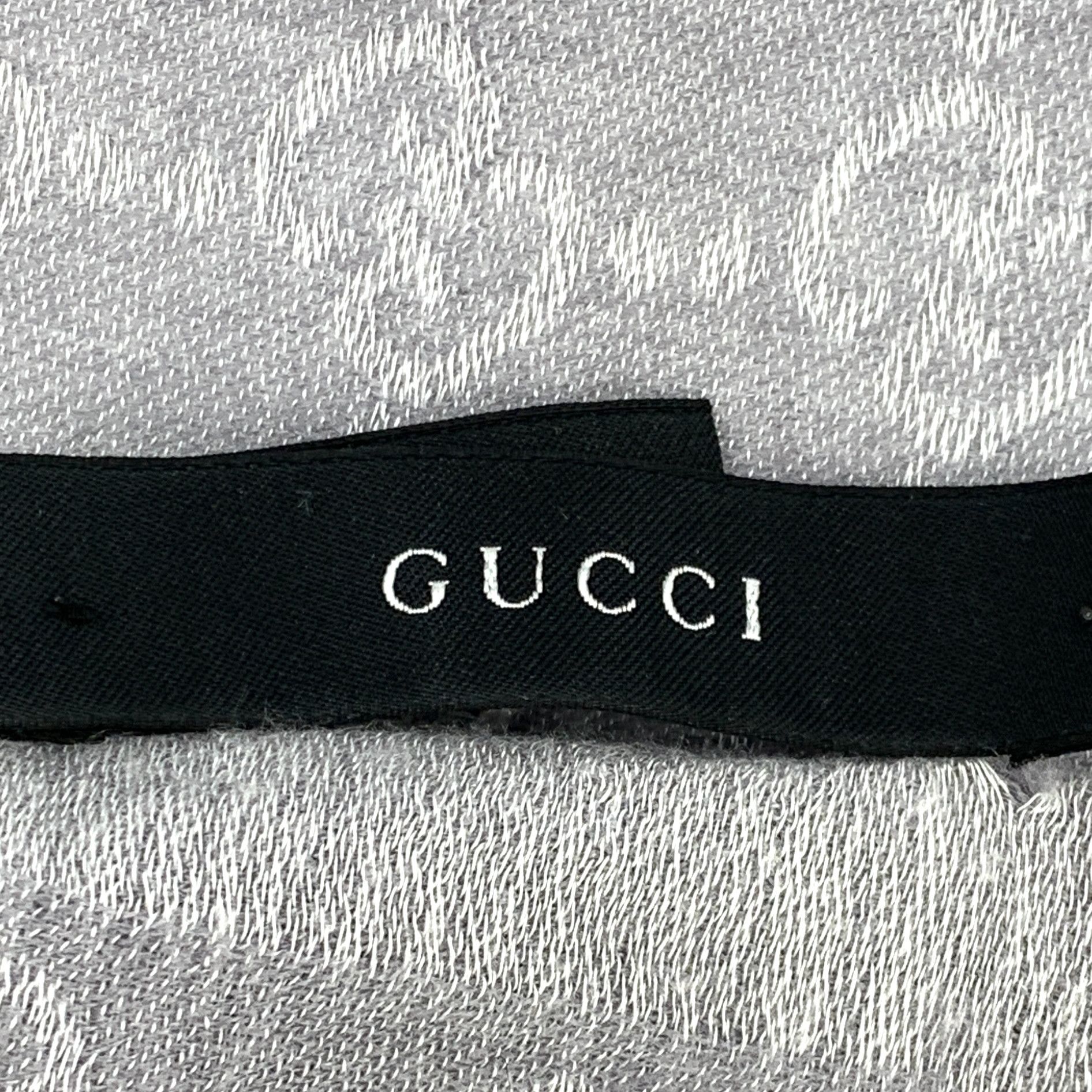 Gucci Gucci Logo Jacquard Shawl Silver Grey (186×76cm) Size ONE SIZE - 2 Thumbnail