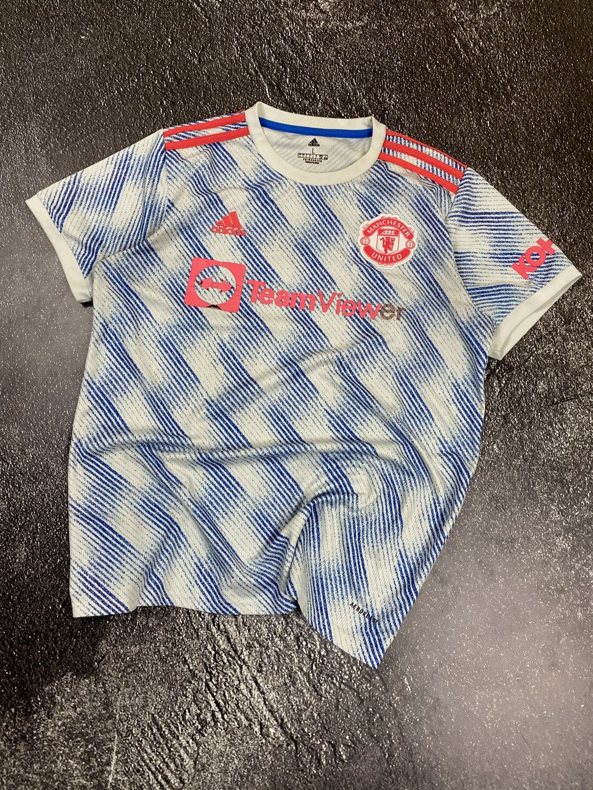 Adidas 2021 2022 Adidas Manchester United White Pink Soccer Jersey Size US L / EU 52-54 / 3 - 1 Thumbnail