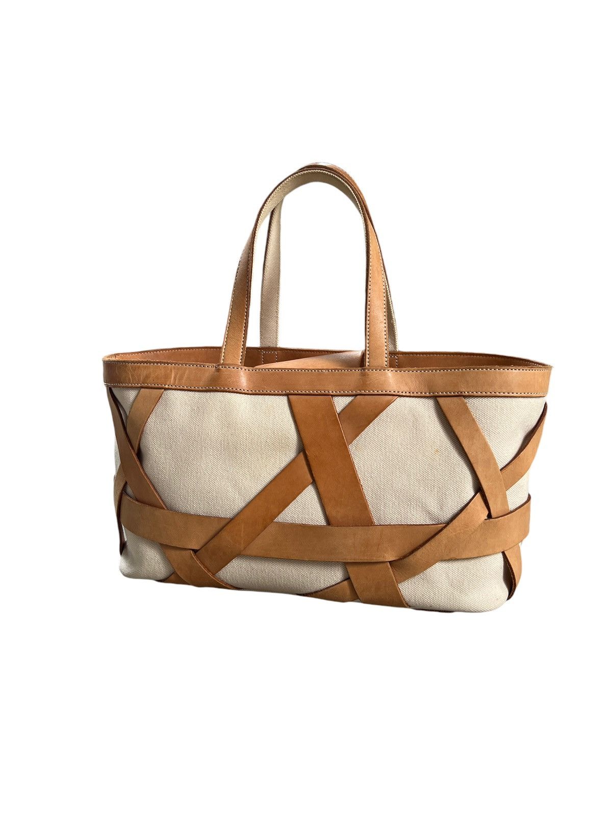 Yohji Yamamoto 1990 Yohji Yamamoto Y’SACCS Heavy Canvas + Leather Handbag Size ONE SIZE - 5 Thumbnail