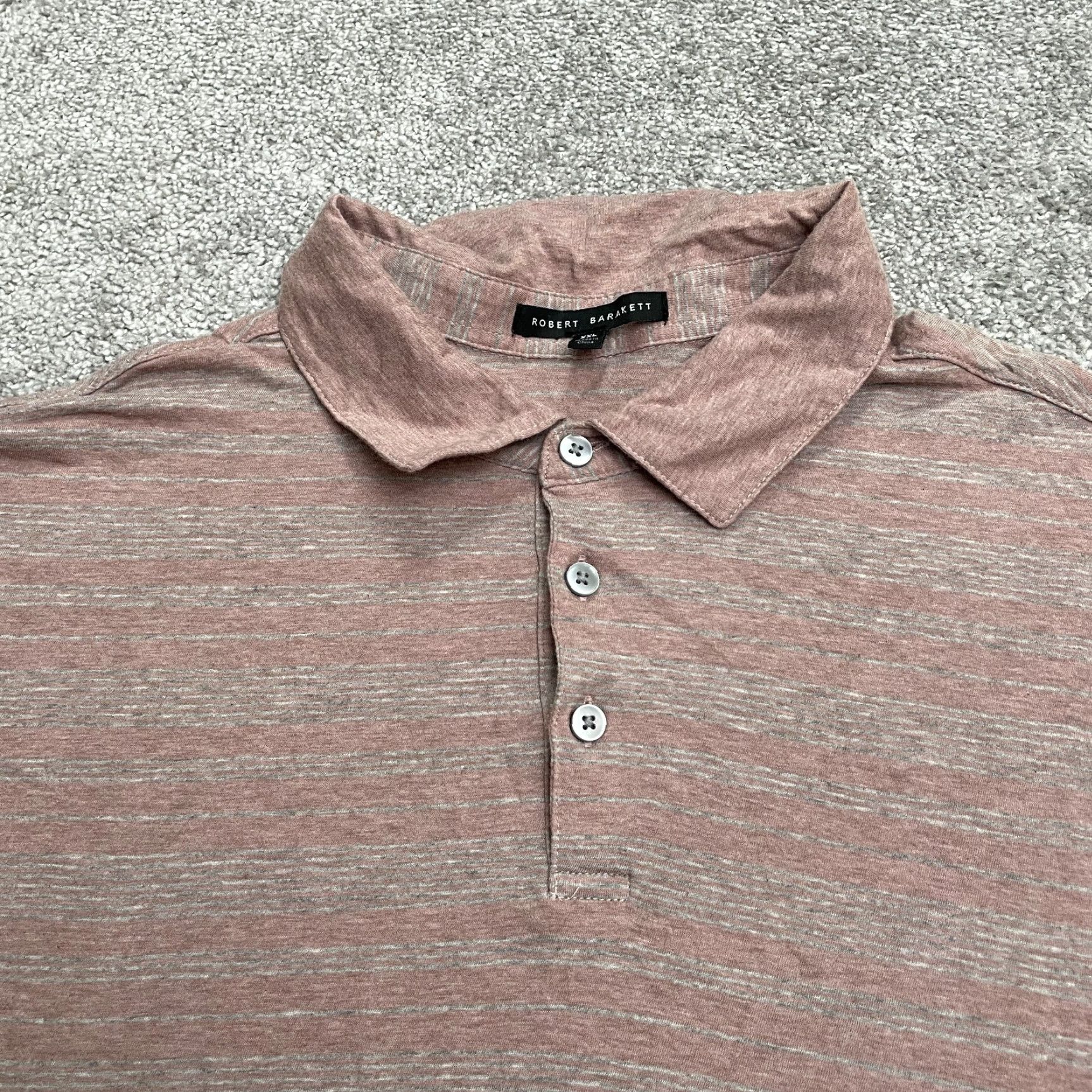 Vintage Robert Barakett Polo Shirt Men XXL Red Striped Soft Stretch Cotton Casual Activewear Size US XXL / EU 58 / 5 - 3 Thumbnail