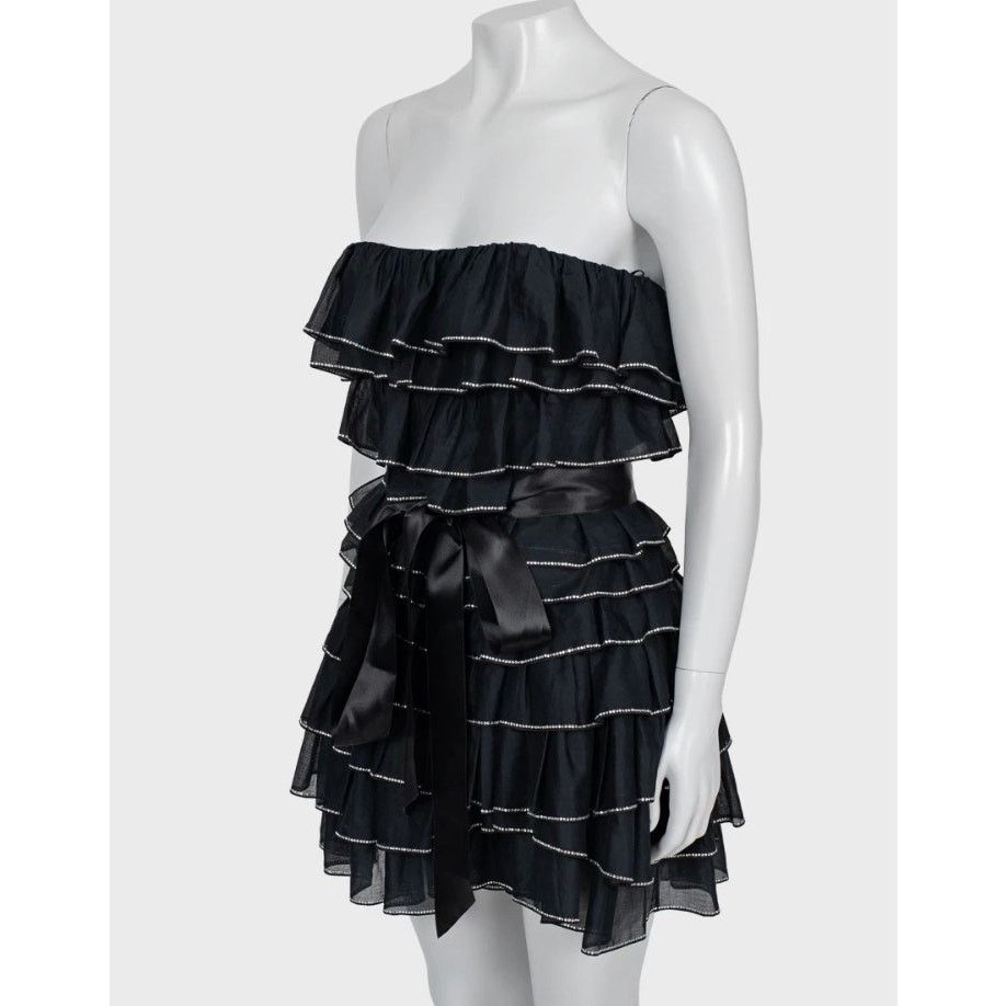 Alexandre Vauthier Alexandre Vauthier Black Crystal Ruffle Mini Dress FR38 Size M / US 6-8 / IT 42-44 - 2 Thumbnail