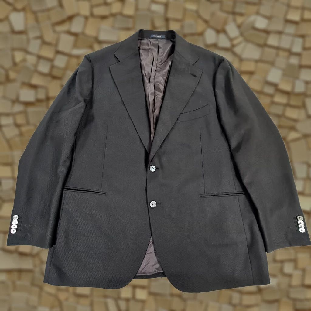 Suitsupply Suitsupply Mens Suit Jacket Black 52 R Wool Blazer Striped Diagonal Notch Lapel Slim 2-Button Single-Breasted Front Flat VINTAGE? Size 52R - 1 Thumbnail