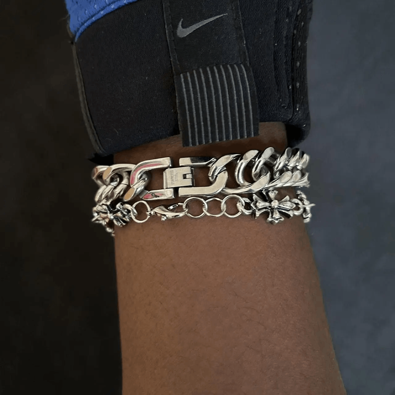 Jewelry Vintage 2000s Style Silver Cross Hip Hop Punk Bracelet Size ONE SIZE - 4 Thumbnail