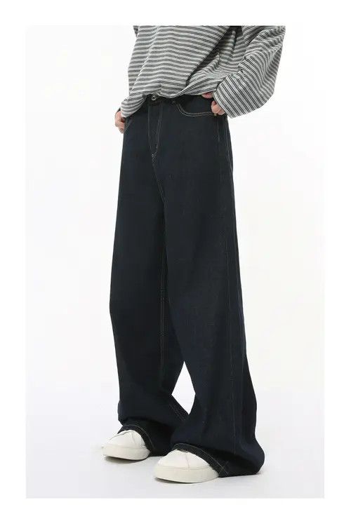 VIBE Retro dark blue washed distressed straight-leg jeans Size US 32 / EU 48 - 4 Thumbnail