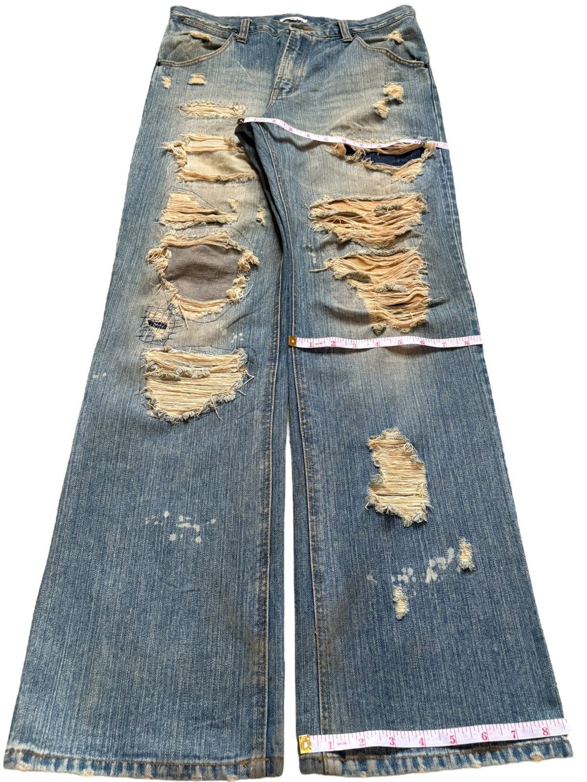Japanese Brand Vintage Japanese Brand Bleach Rusty Mud Wash Rip Baggy Jean Size US 31 - 14 Thumbnail