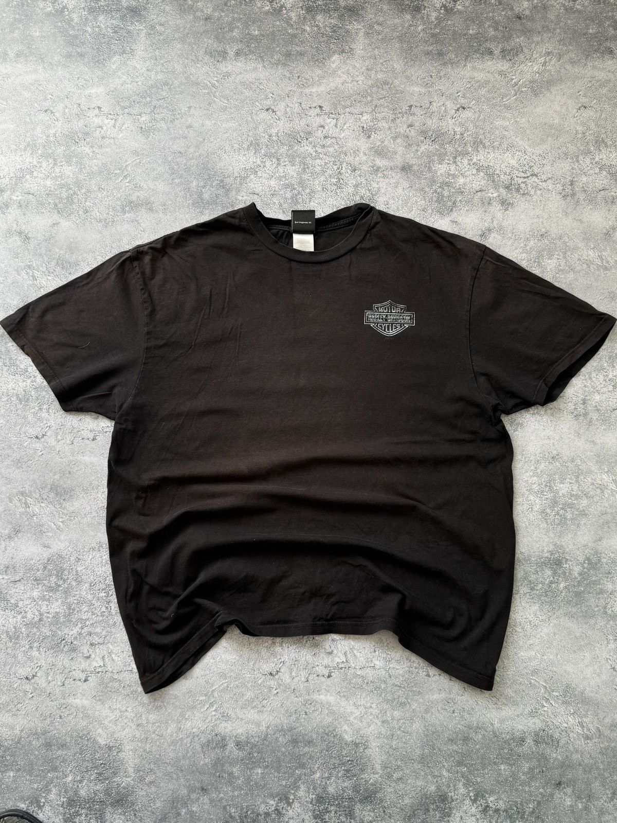 Harley Davidson × Vintage Vintage Harley Davidson Black Faded T-Shirt Size US XL / EU 56 / 4 - 1 Thumbnail